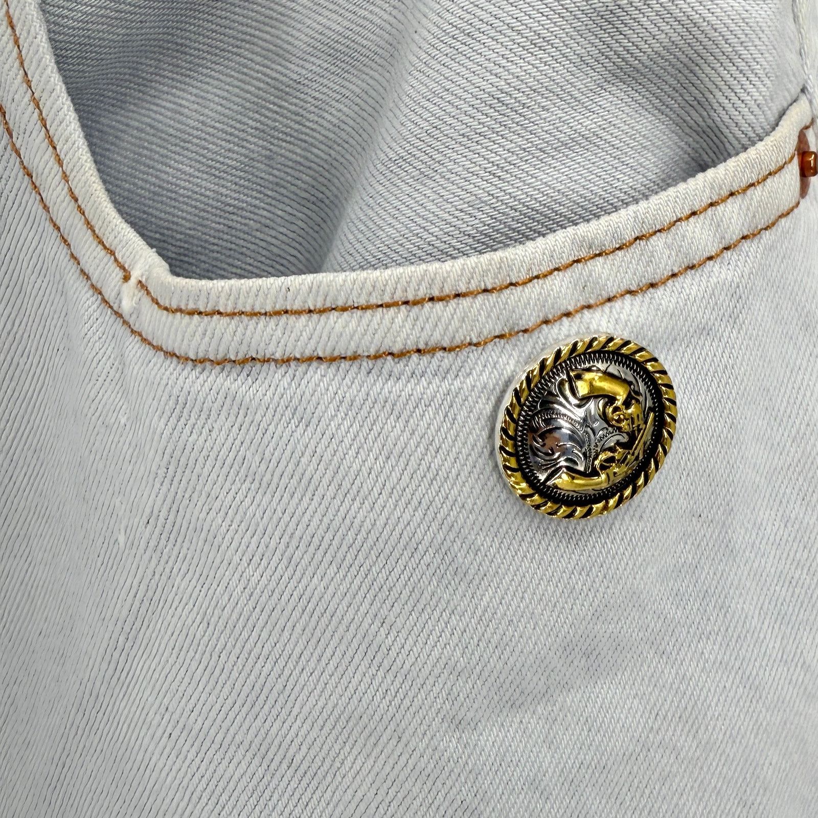 Levi's Light Wash Custom Western Concho Studded 501 '90s Jeans Size US 30 / EU 46 - 3 Thumbnail