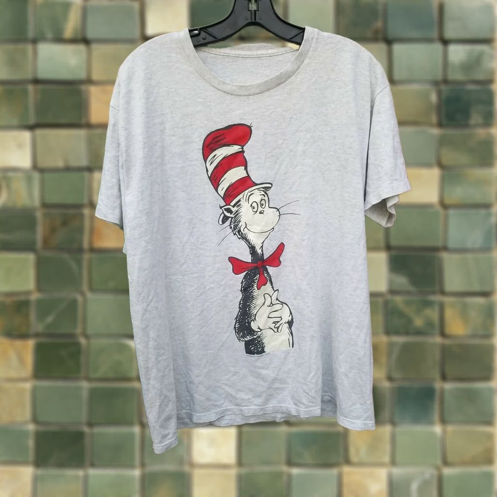 Vintage VTG 1990s DR SUESS WEAR Cat In The Hat Single Stitch Graphic T Shirt MENS XL Gray Size US XL / EU 56 / 4 - 1 Thumbnail