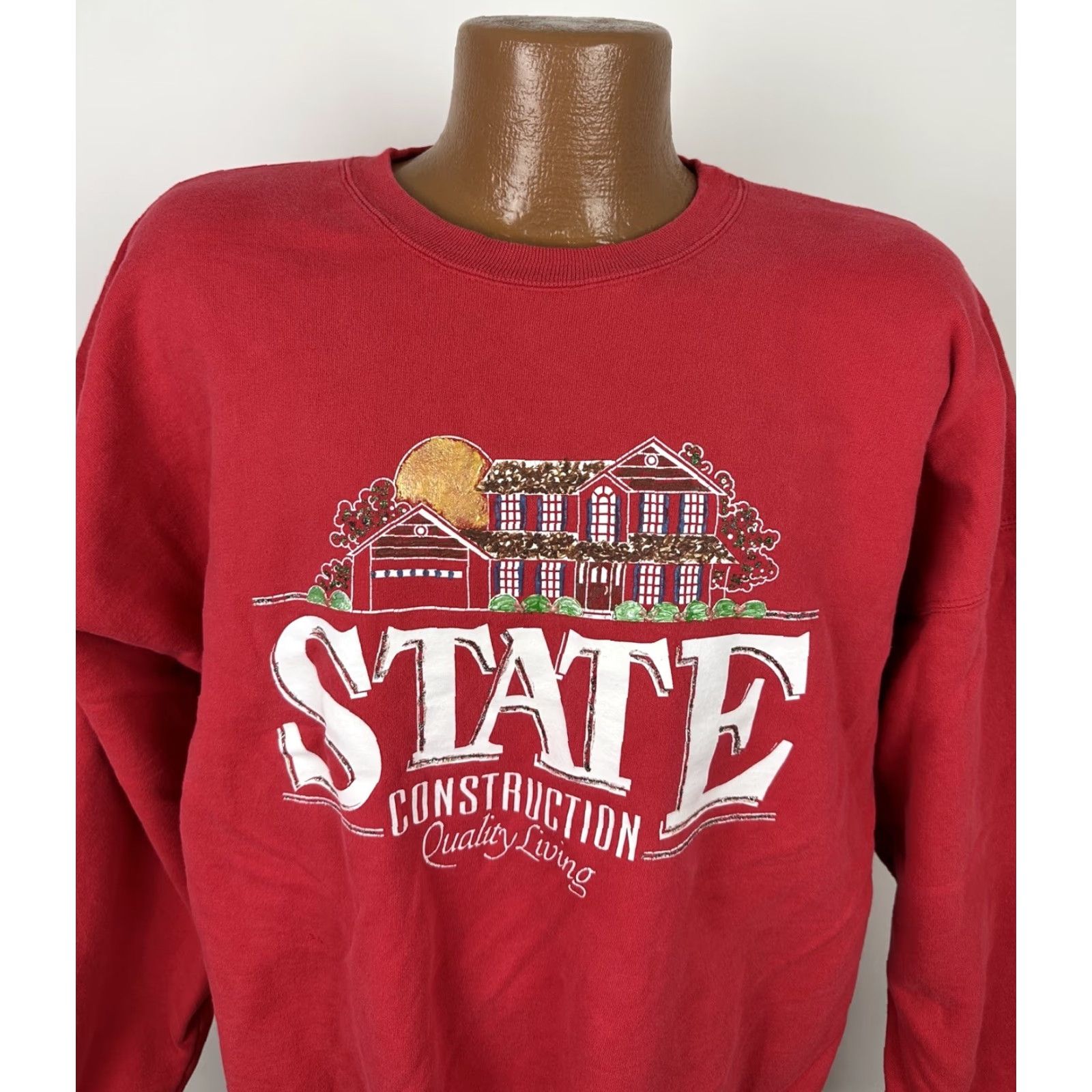 Hanes VINTAGE 90s HANES Sweatshirt Pullover Mens XL Red Heavyweight Graphic Grunge Retro Size US XL / EU 56 / 4 - 2 Thumbnail