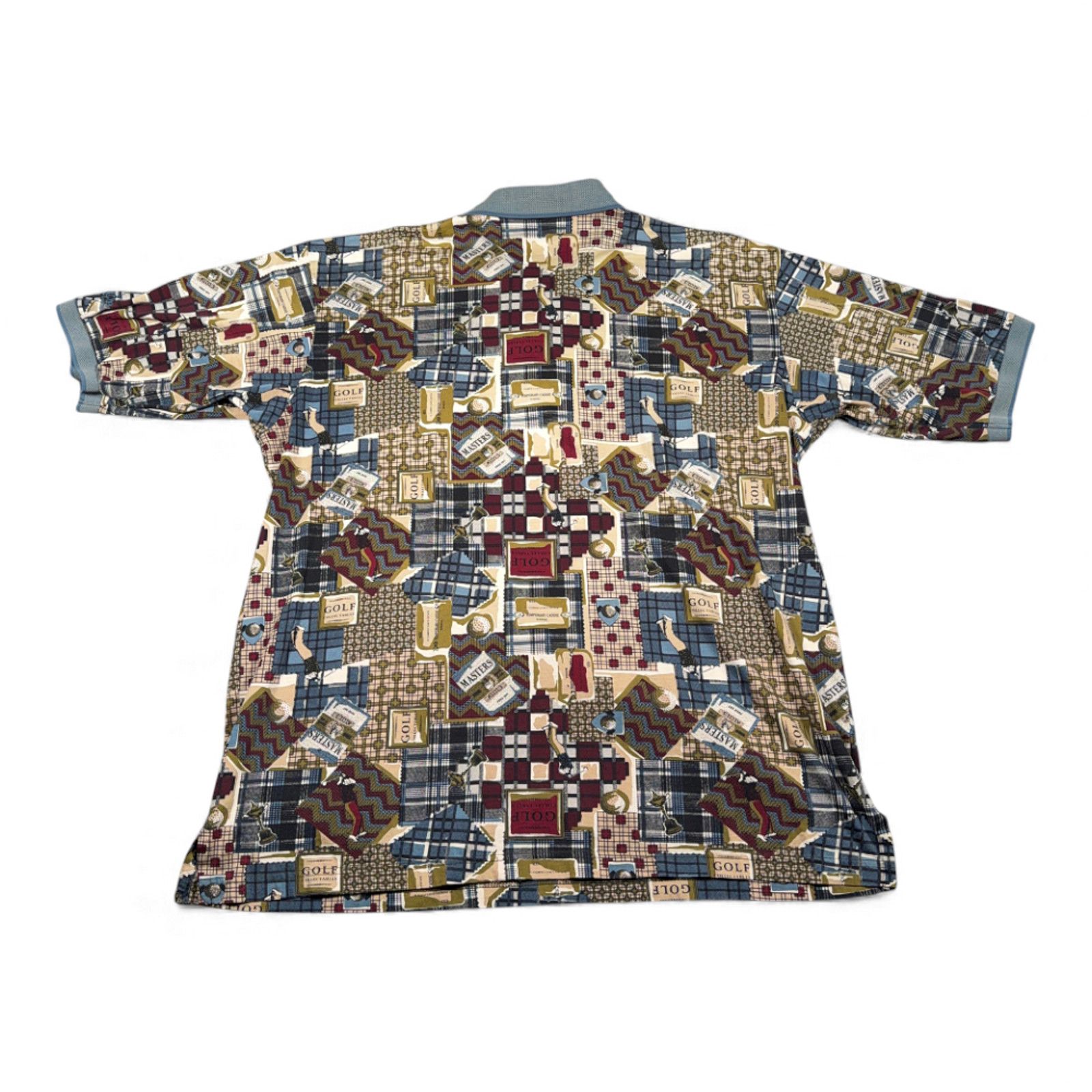 Vintage Masters Polo Shirt 2XL XXL Brown Golf Patchwork 90s
