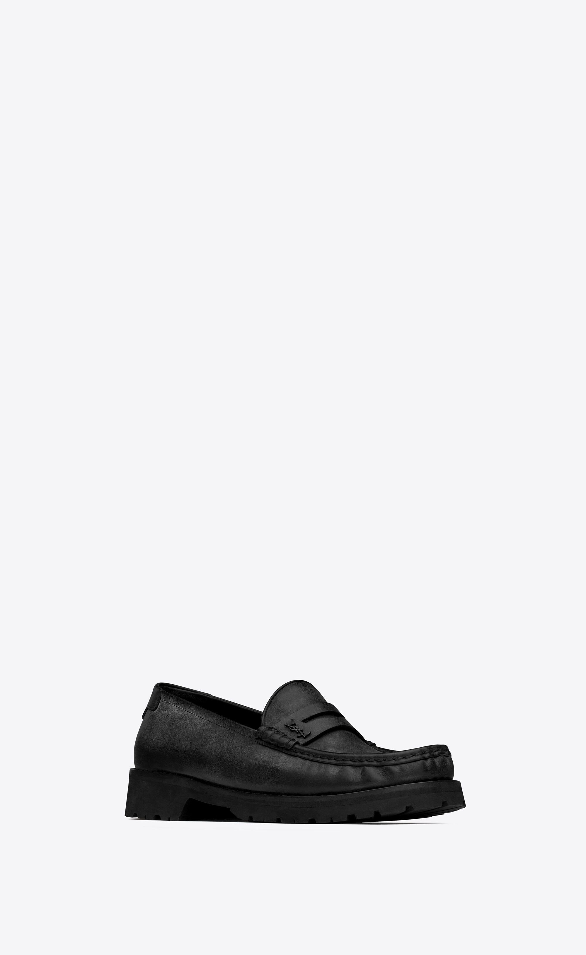 Saint Laurent Paris o1bcso1str1124 Le Loafer Chunky Penny Slippers in Black Size US 12 / EU 45 - 2 Thumbnail