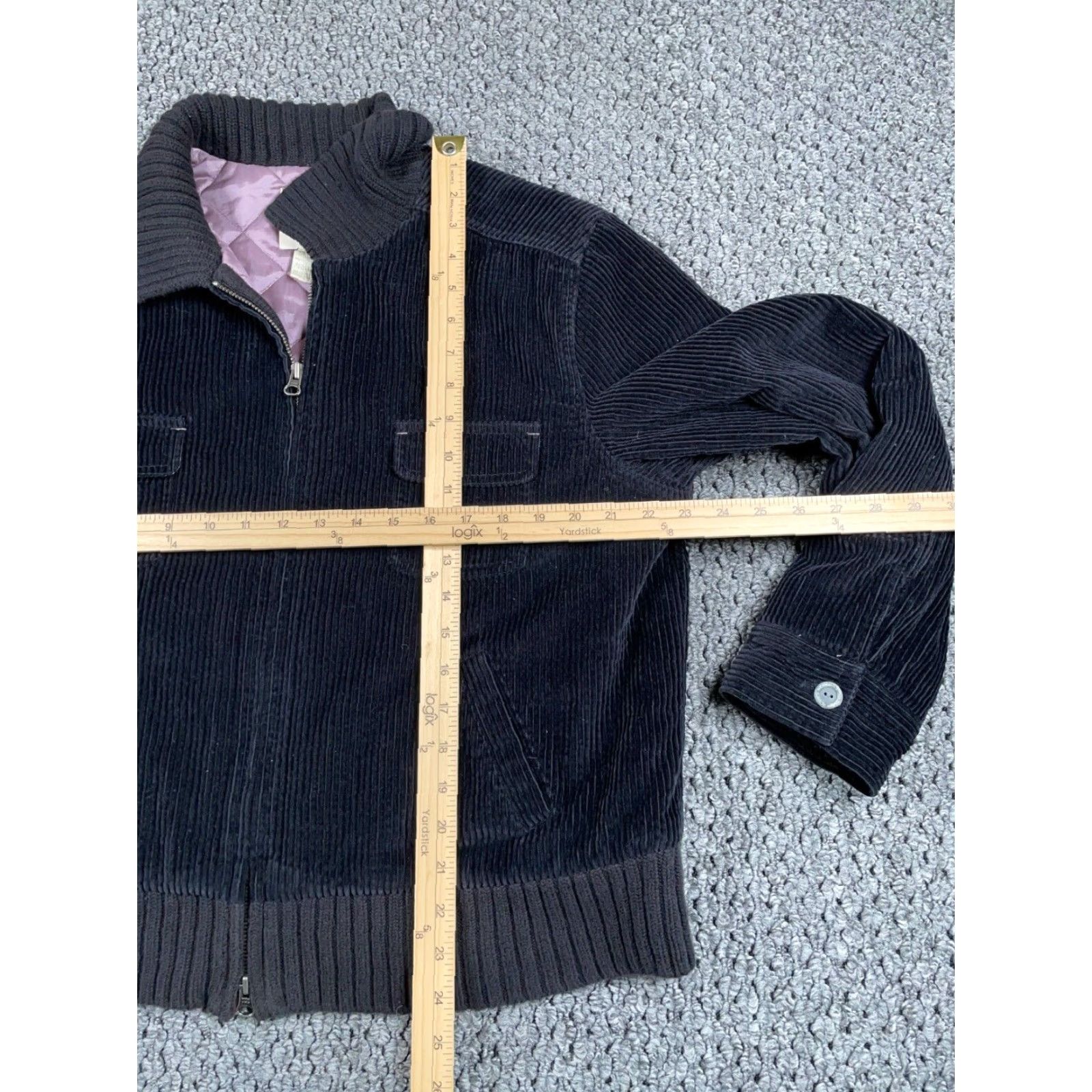 J. Jill J. Jill Corduroy Bomber Jacket Zip Up L Large Black Quilted Lining Cotton Shell Boxy Size L / US 10 / IT 46 - 5 Thumbnail