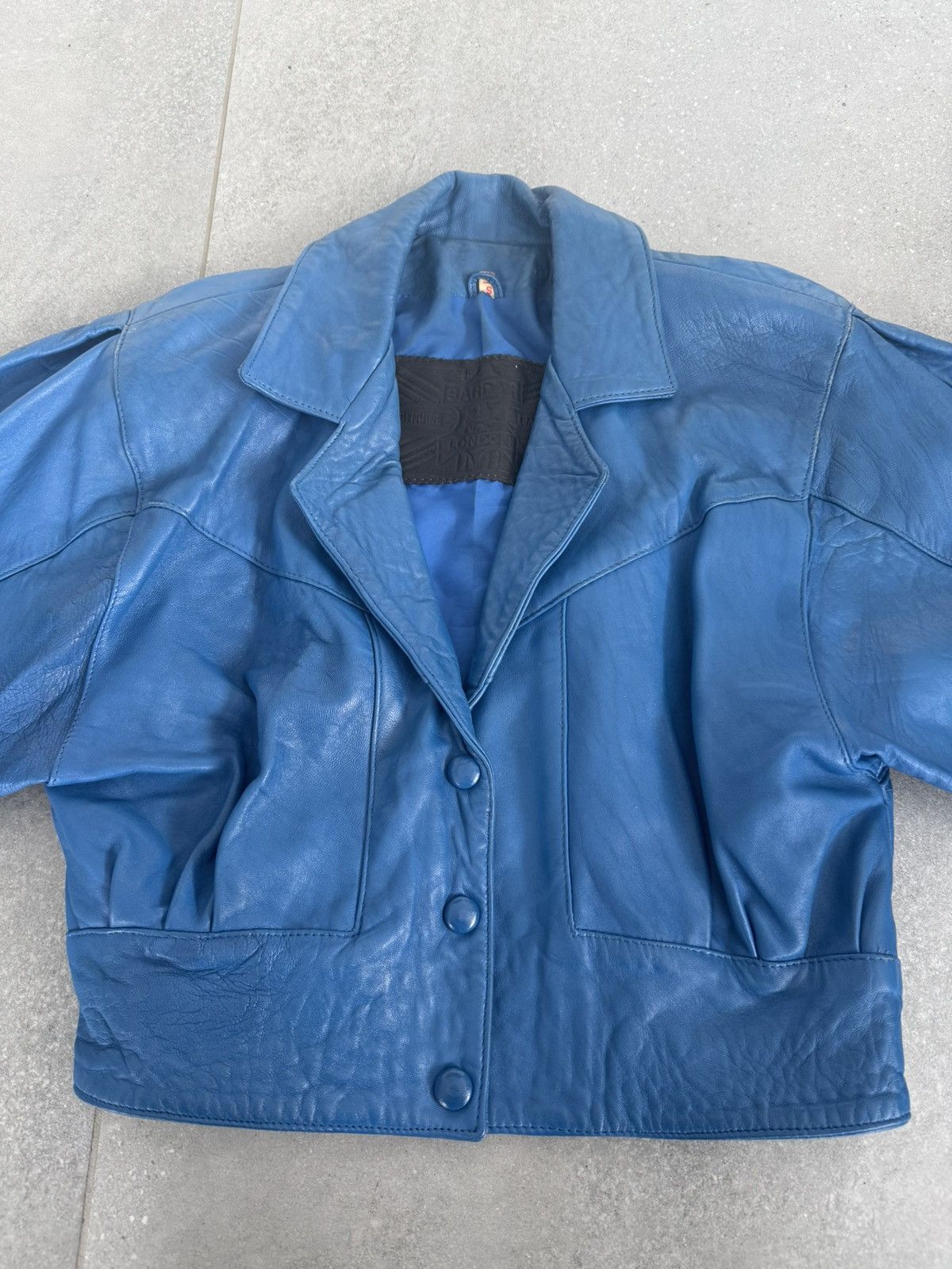 Vintage Vintage Sardar genuine leather blue cropped jacket Size S / US 4 / IT 40 - 2 Thumbnail