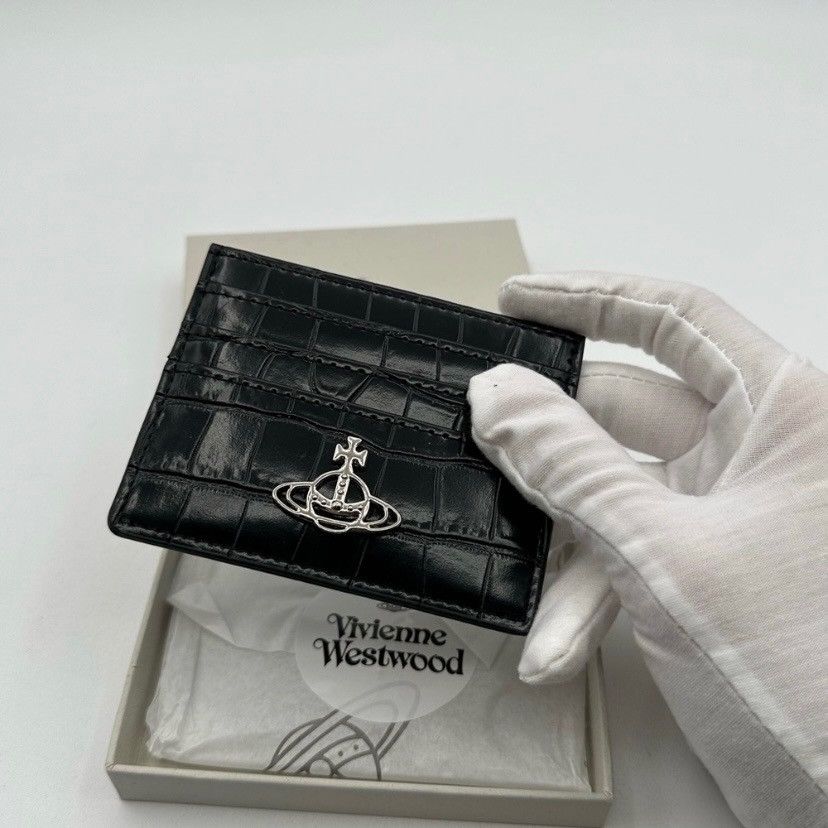 Vivenne Westwood Black Croc Cardholder