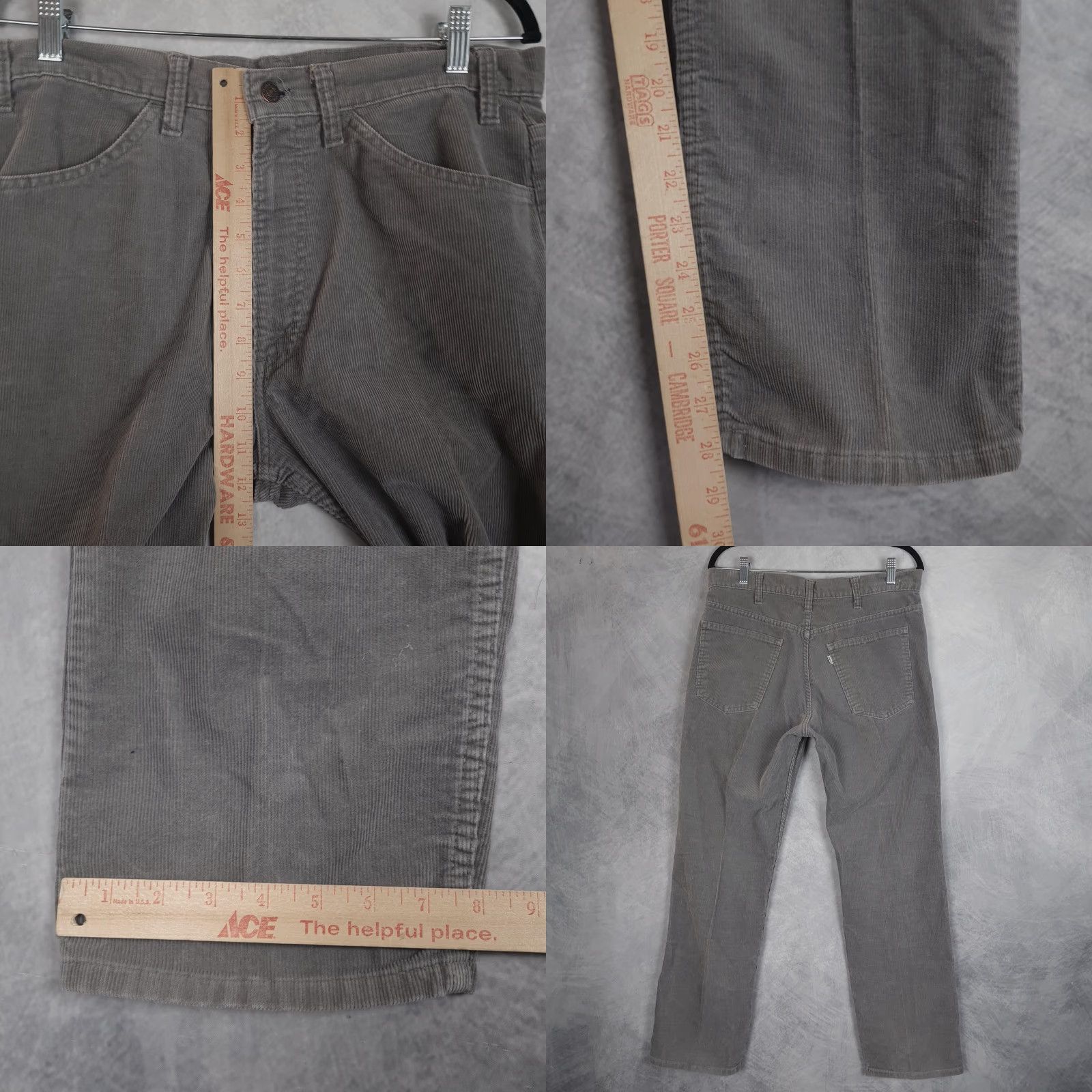 Levi's VINTAGE Levi's 519 Corduroy Chino Pants Mens 33x28 Gray Straight Leg Casual 80s Size US 33 - 9 Thumbnail
