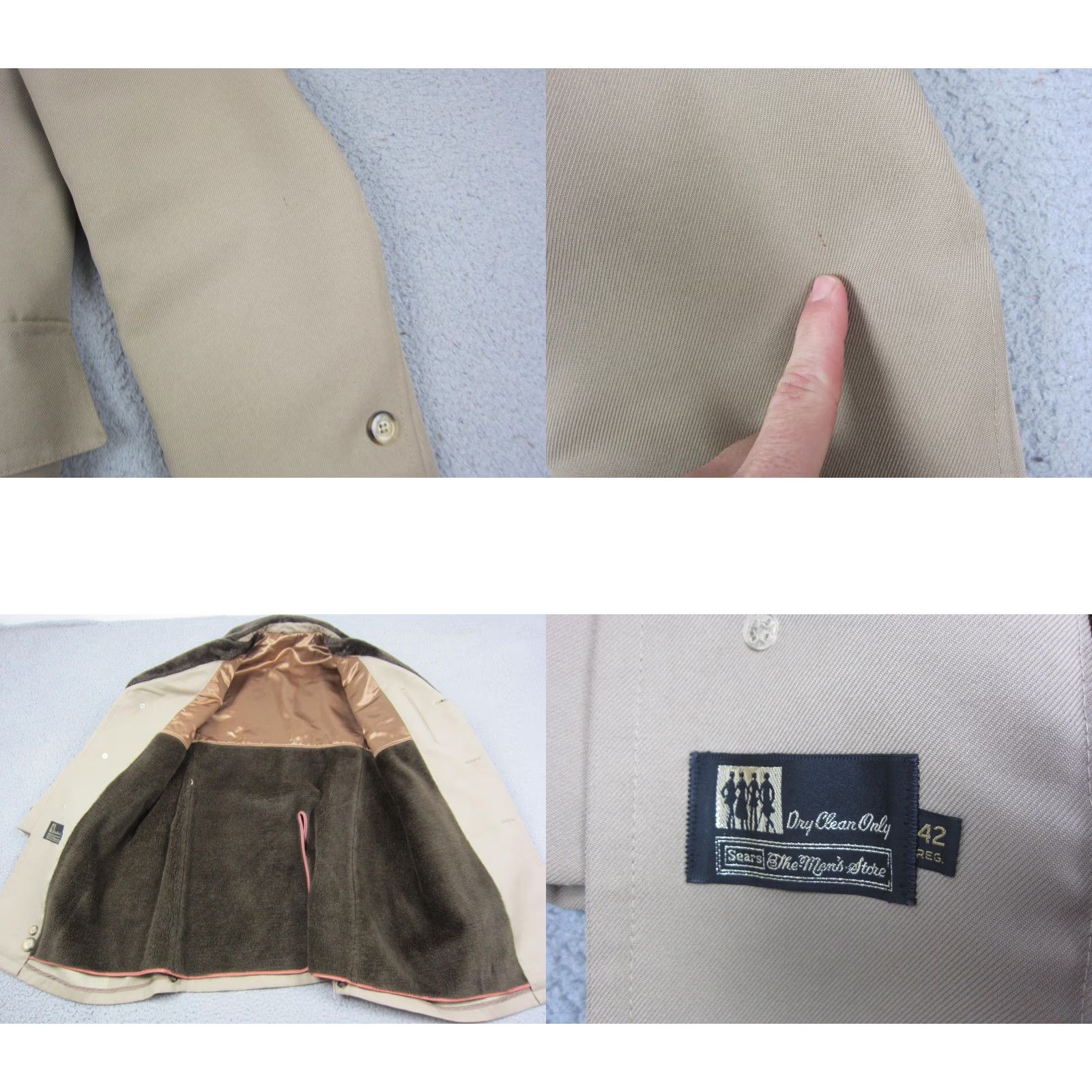 Sears VINTAGE Sears Overcoat Mens 42R Brown Faux Fur Collar 60s 70s Coat Size US XS / EU 42 / 0 - 9 Thumbnail