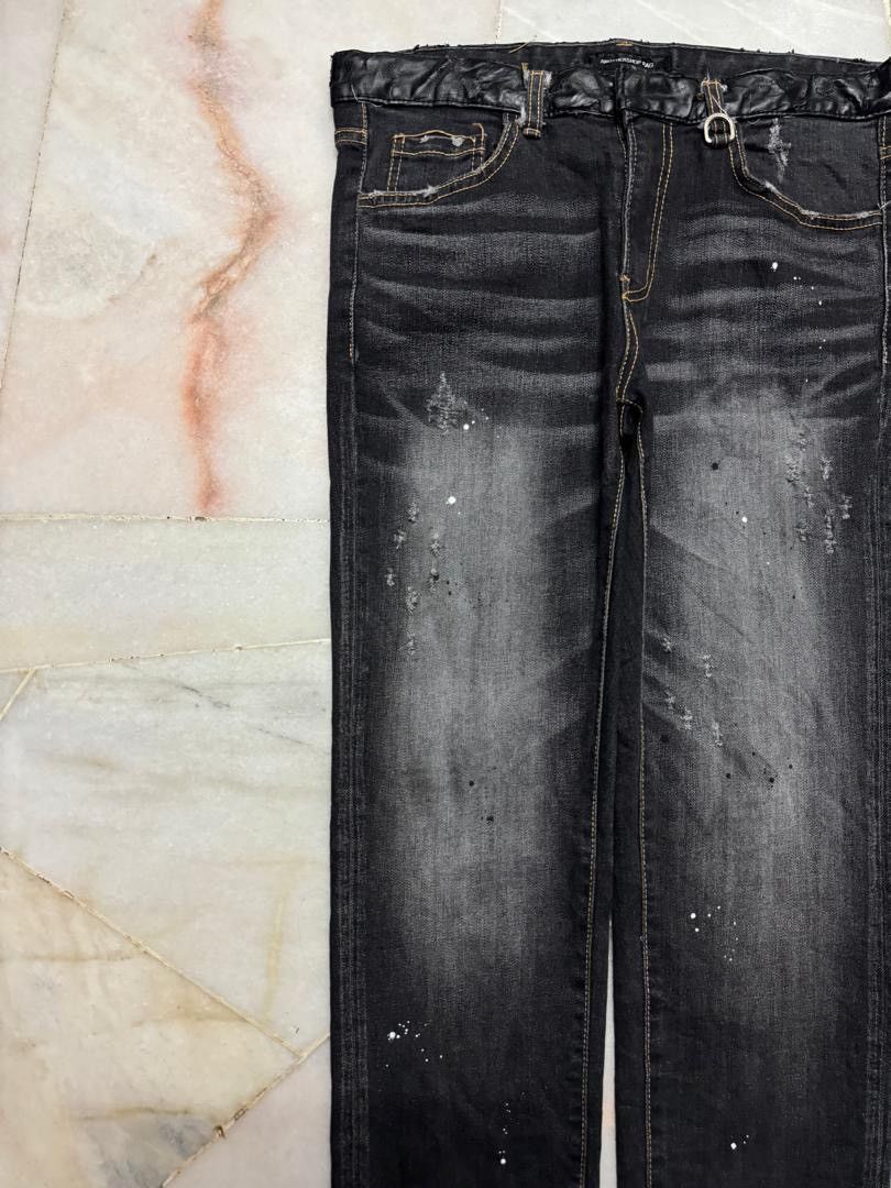 If Six Was Nine 💥SICK💥VINTAGE JAPANESE RAG JEANS INSANE MUDWASH BLACK DENIM Size US 31 - 4 Thumbnail