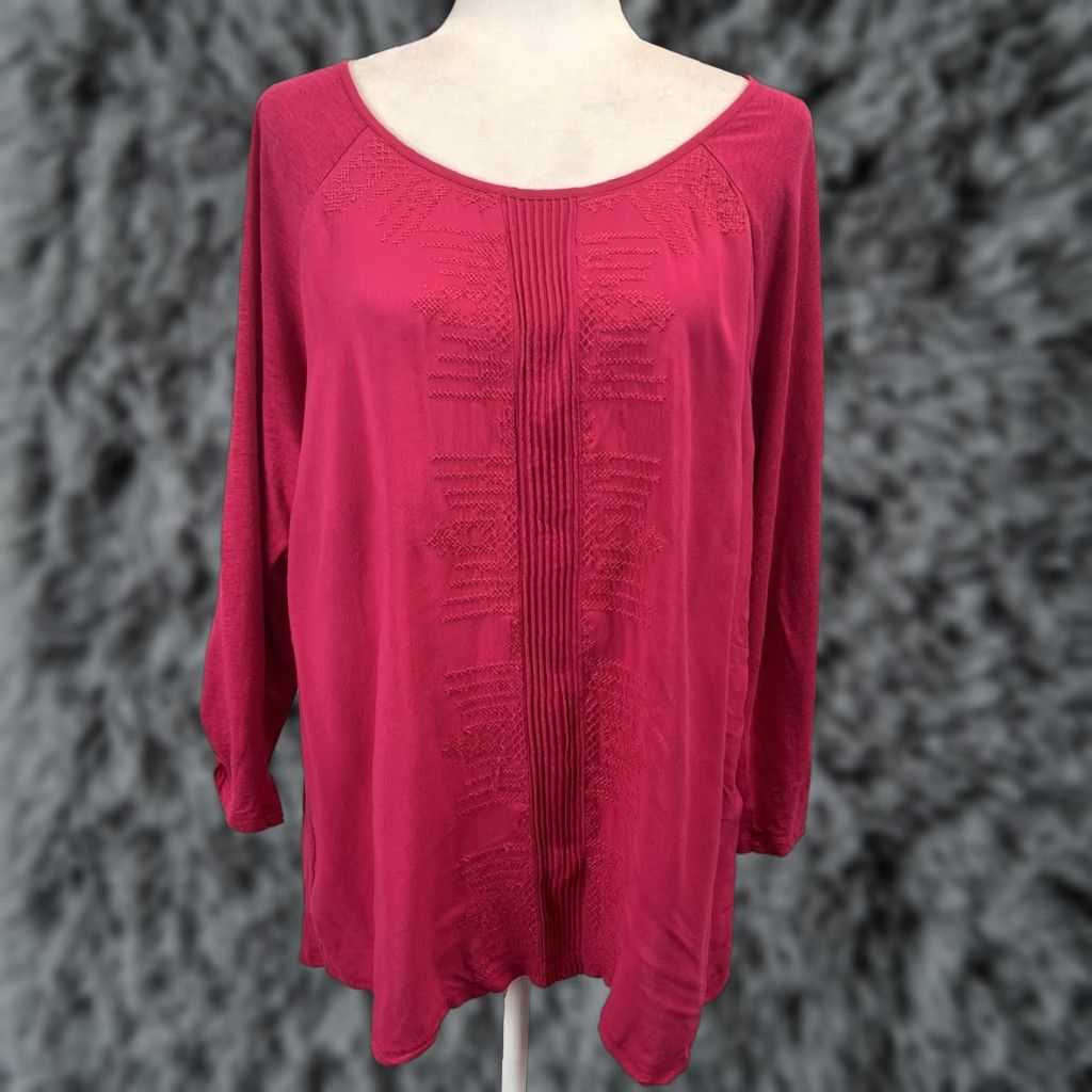 Vintage VINTAGE Chico’s Embroidered Peasant Tunic Shirt Women XL Pink 3/4 Sleeve Loose Casual 90s Theme Size XL / US 12-14 / IT 48-50 - 1 Thumbnail