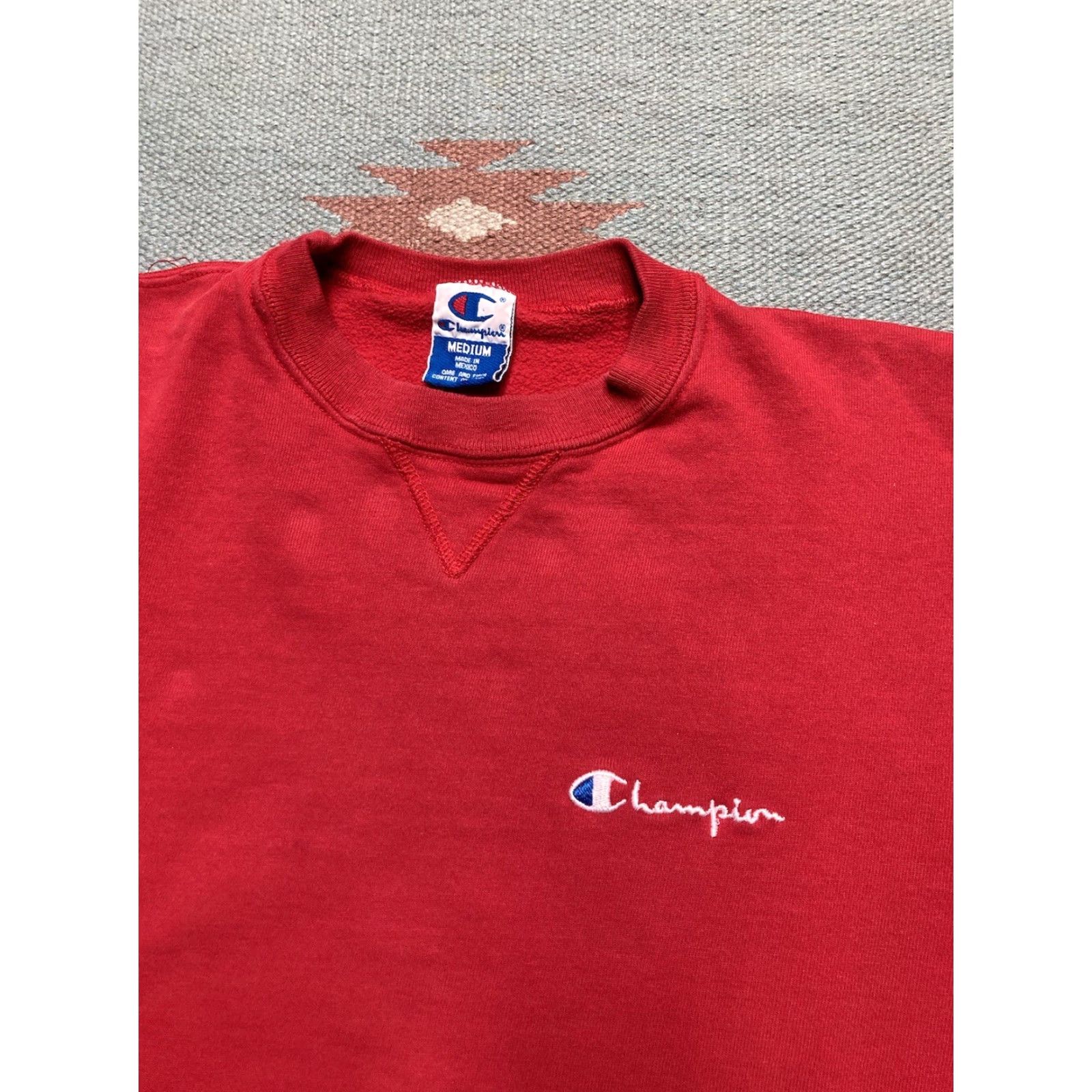 Champion VINTAGE Champion Sweatshirt Crewneck Mens M Red 90s Cotton Pullover Sweatshirt Size US M / EU 48-50 / 2 - 2 Thumbnail