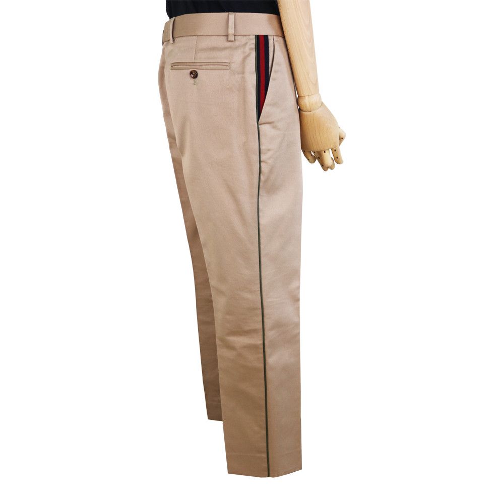 Gucci Gucci Beige Cotton Chino Trousers with Side Detail Size 50R - 3 Thumbnail