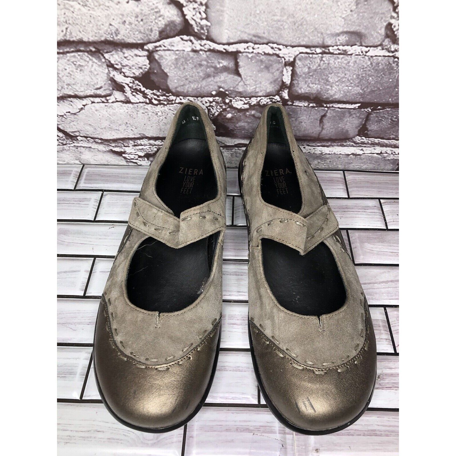 Other Ziera Bronze Leather Taupe Suede Mary Jane Comfort Shoes Wom Size US 10 / IT 40 - 17 Thumbnail