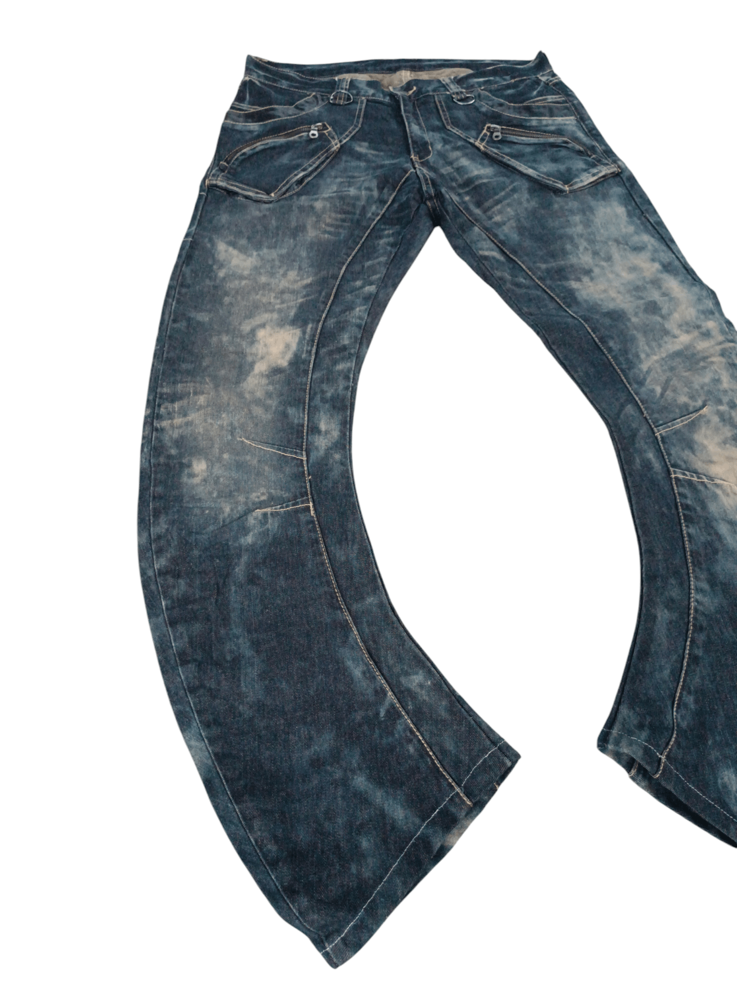 Japanese Brand RARE 💥 PPFM TYE DIE WHISKERS TWISTED LEG DENIM Size US 34 / EU 50 - 3 Thumbnail