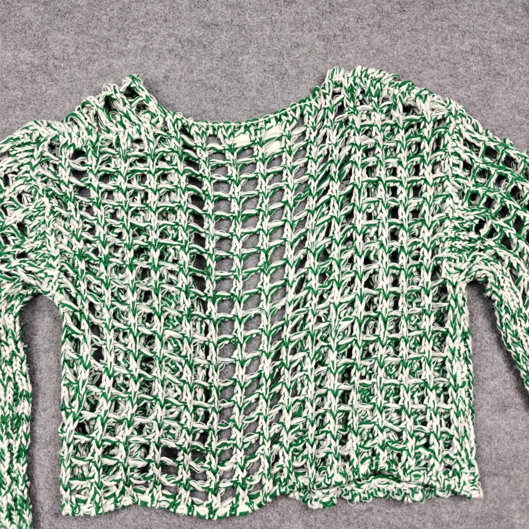 Anthropologie Maeve Anthropologie Cardigan Womens One Size Green Crochet Bell Sleeve Knitting Open-Knit Lightweight Casual Geometric Vintage No Size ONE SIZE - 6 Thumbnail