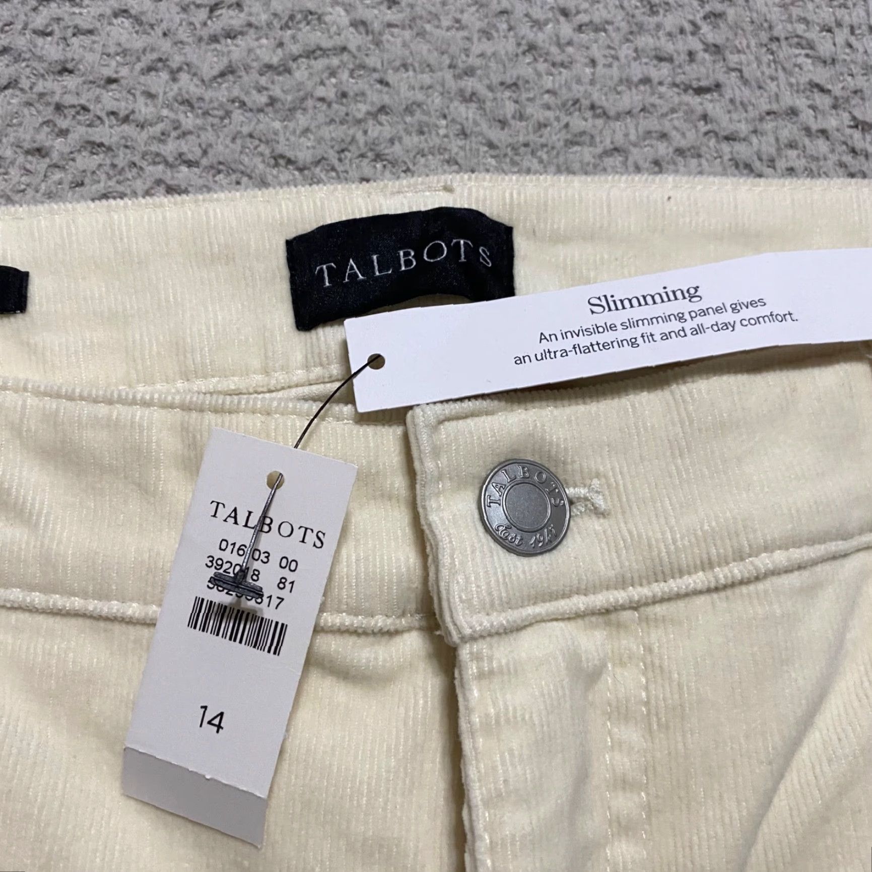 Talbots Talbots Jeans Ivory Corduroy High Rise Straight Womens 14 NWT 31in Inseam 5-Pocket Regular Fit Size 36" / US 14 / IT 50 - 3 Thumbnail