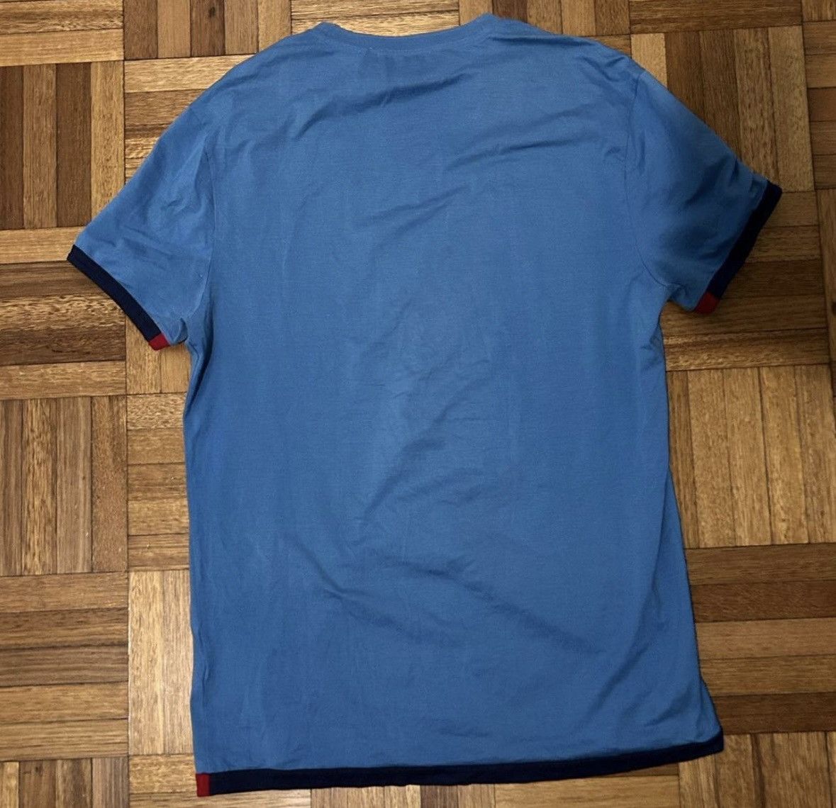 Prada Prada SS18 Blue T-Shirt w/ Rubber Logo Patch Size US S / EU 44-46 / 1 - 2 Thumbnail