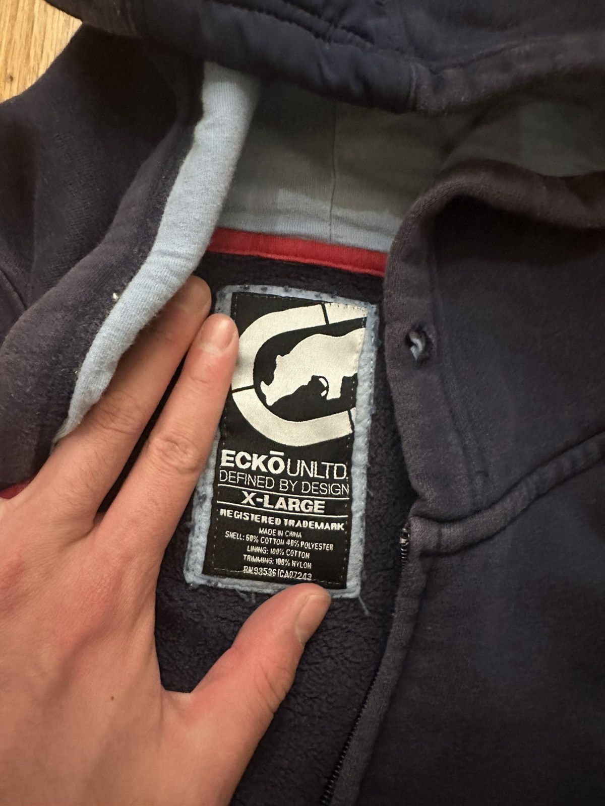 Ecko Unltd. Ecko UNLTD Navy/White Zip Up Hoodie Size US XL / EU 56 / 4 - 6 Thumbnail