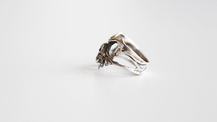 Jewelry × Sterling Silver Resizable 925 Sterling Silver Skeleton Head Ring Size ONE SIZE - 5 Thumbnail