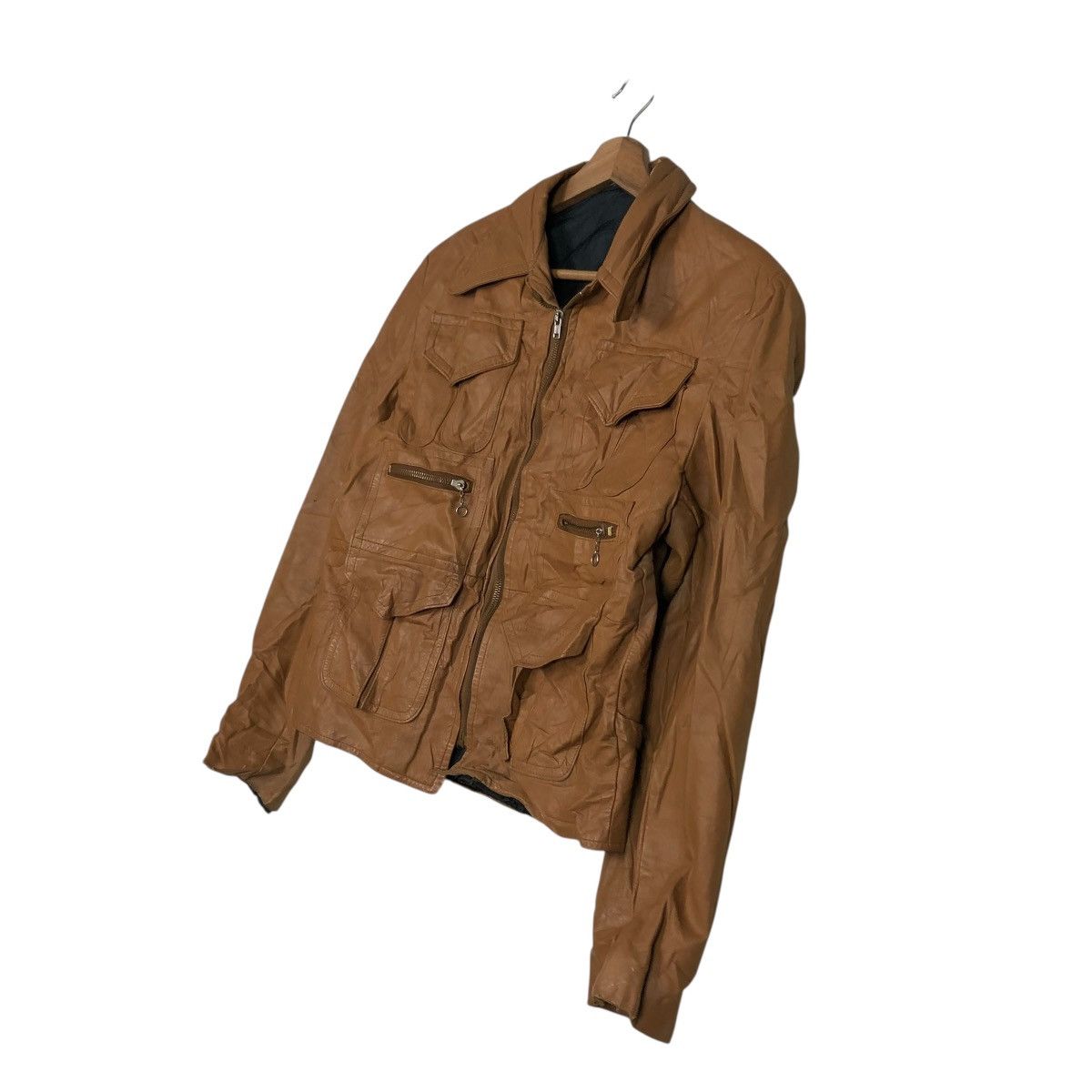Japanese Brand 🔥CROPPED BIKER LEATHER JACKET UNBRANDED ISSEY MIYAKE Size US M / EU 48-50 / 2 - 4 Thumbnail