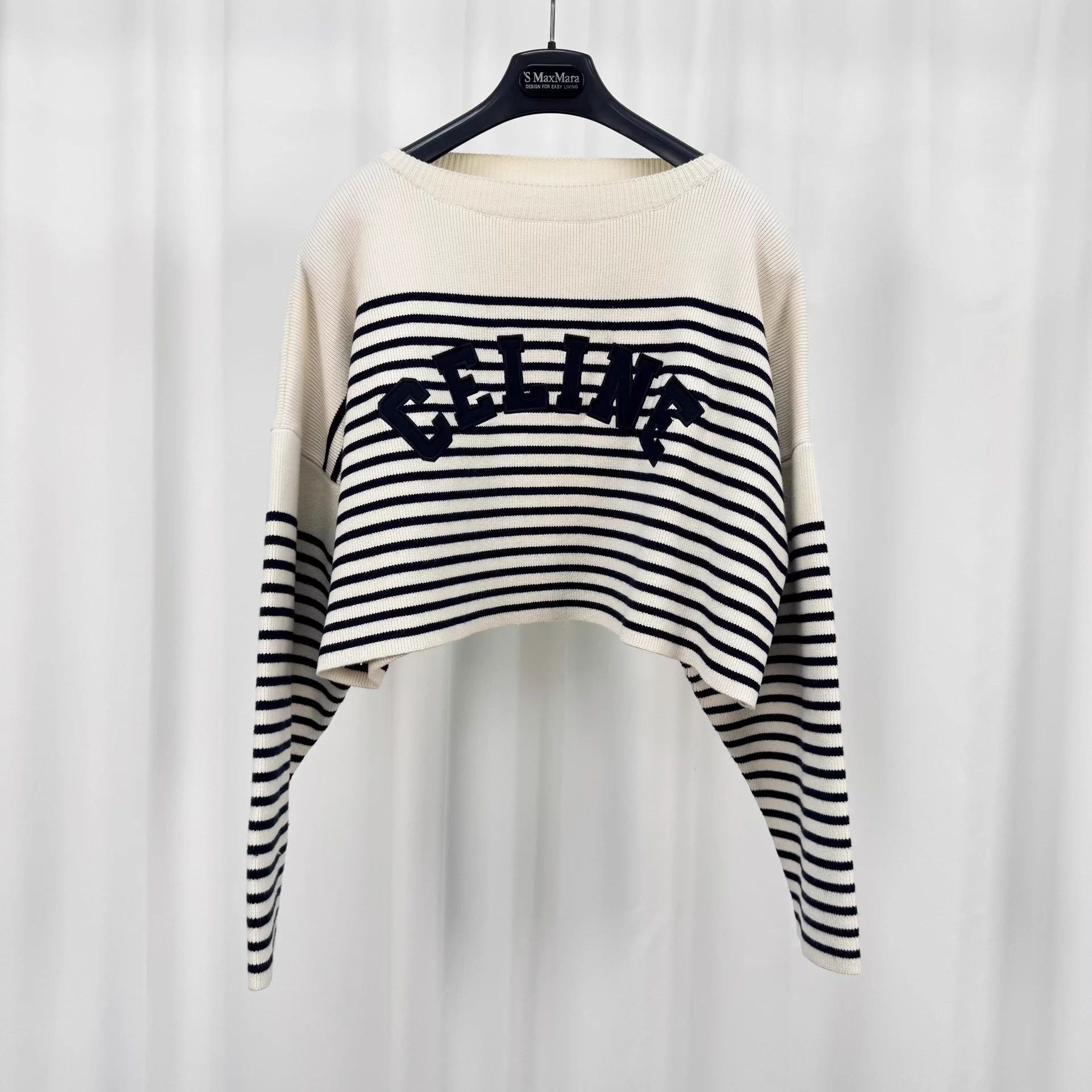 Celine Celine embroidered logo stripe knit sweater S mint Size S / US 4 / IT 40 - 1 Thumbnail