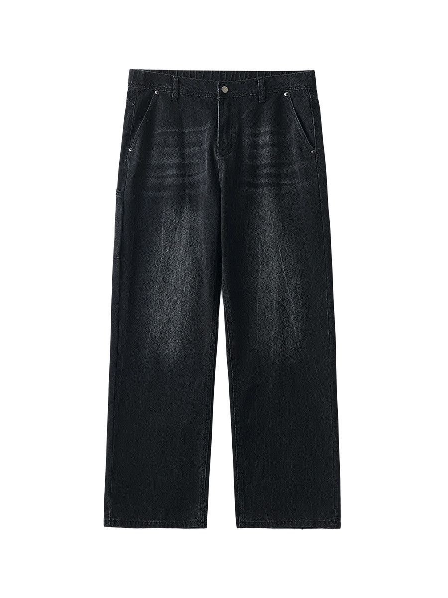 Jean Men's Vintage Washed & Distressed Straight Black Jeans Size US 32 / EU 48 - 4 Thumbnail