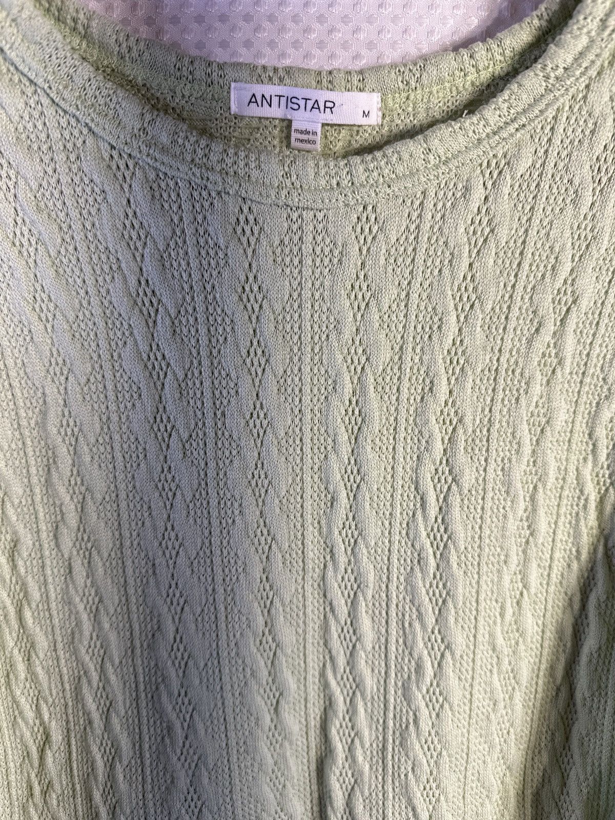 Other Antistar Lime Green Cropped Cable Knit Sweater Size M / US 6-8 / IT 42-44 - 4 Thumbnail