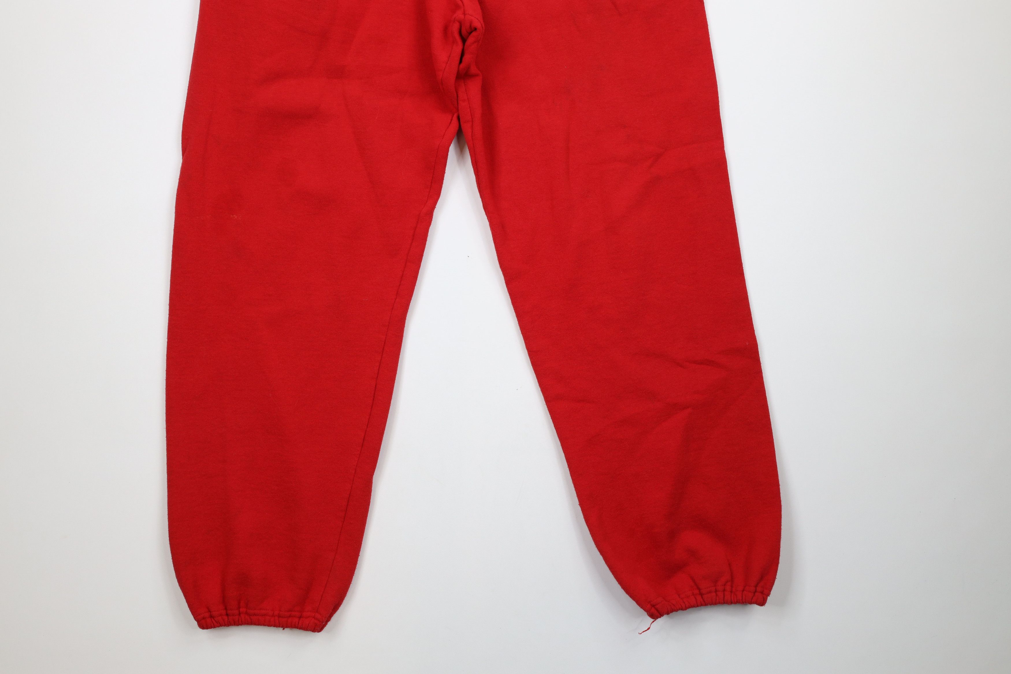 Vintage Vintage 90s Streetwear Blank Cuffed Sweatpants Joggers Red Size US 34 / EU 50 - 4 Thumbnail