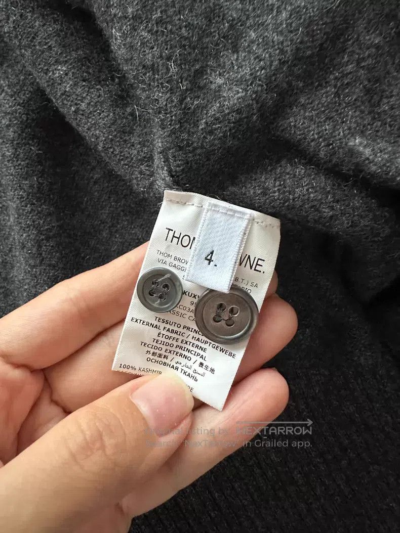 Thom Browne Thom Browne Dark Gray Cashmere Knit Cardigan Size US XL / EU 56 / 4 - 4 Thumbnail