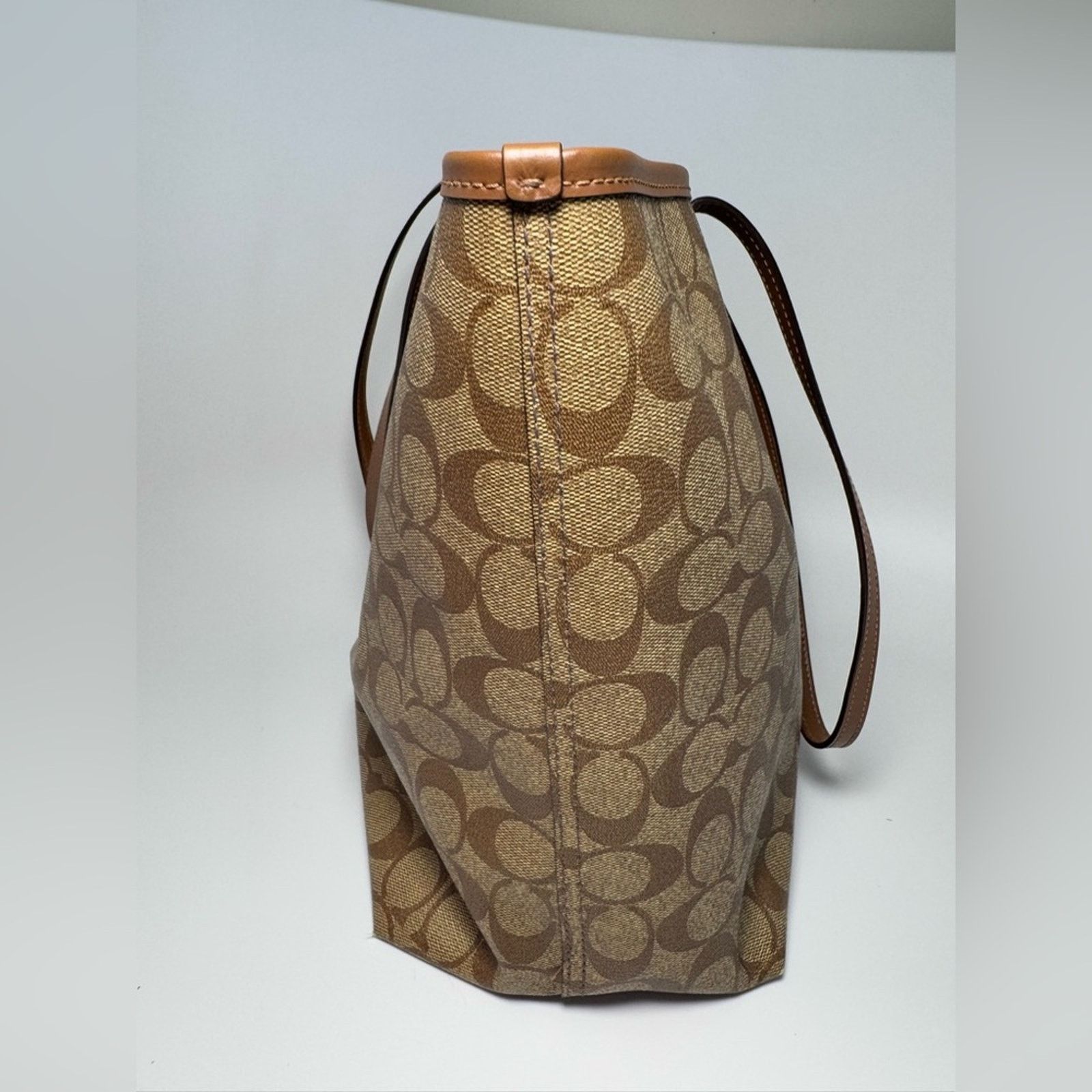 Coach Coach City Tote Brown Monogram Canvas Leather Tote #5696 Size ONE SIZE - 5 Thumbnail