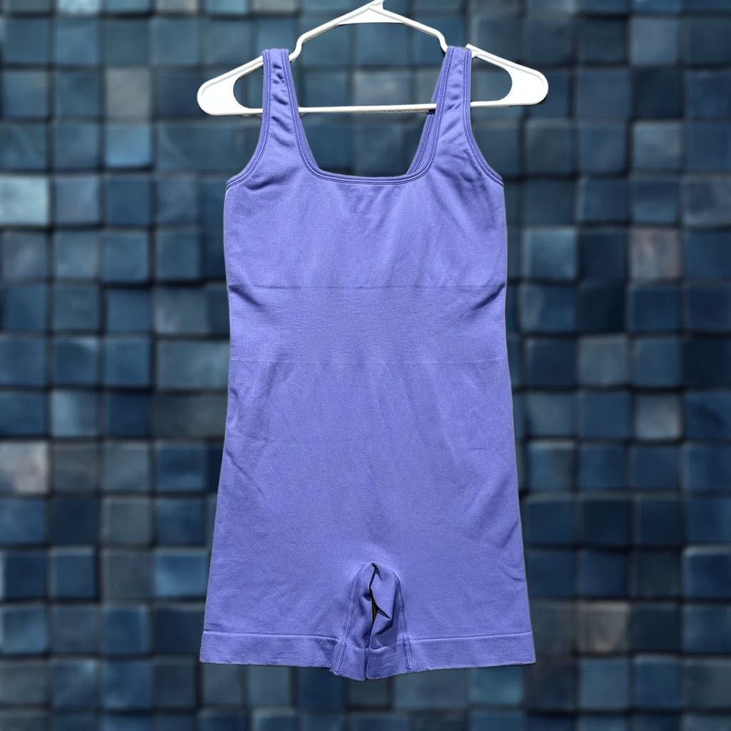 Athleta Athleta Bodysuit One-Piece Womens Size Small Purple Seamless Ribbed Stretch Shortie Yoga Activewear Size S / US 4 / IT 40 - 1 Thumbnail