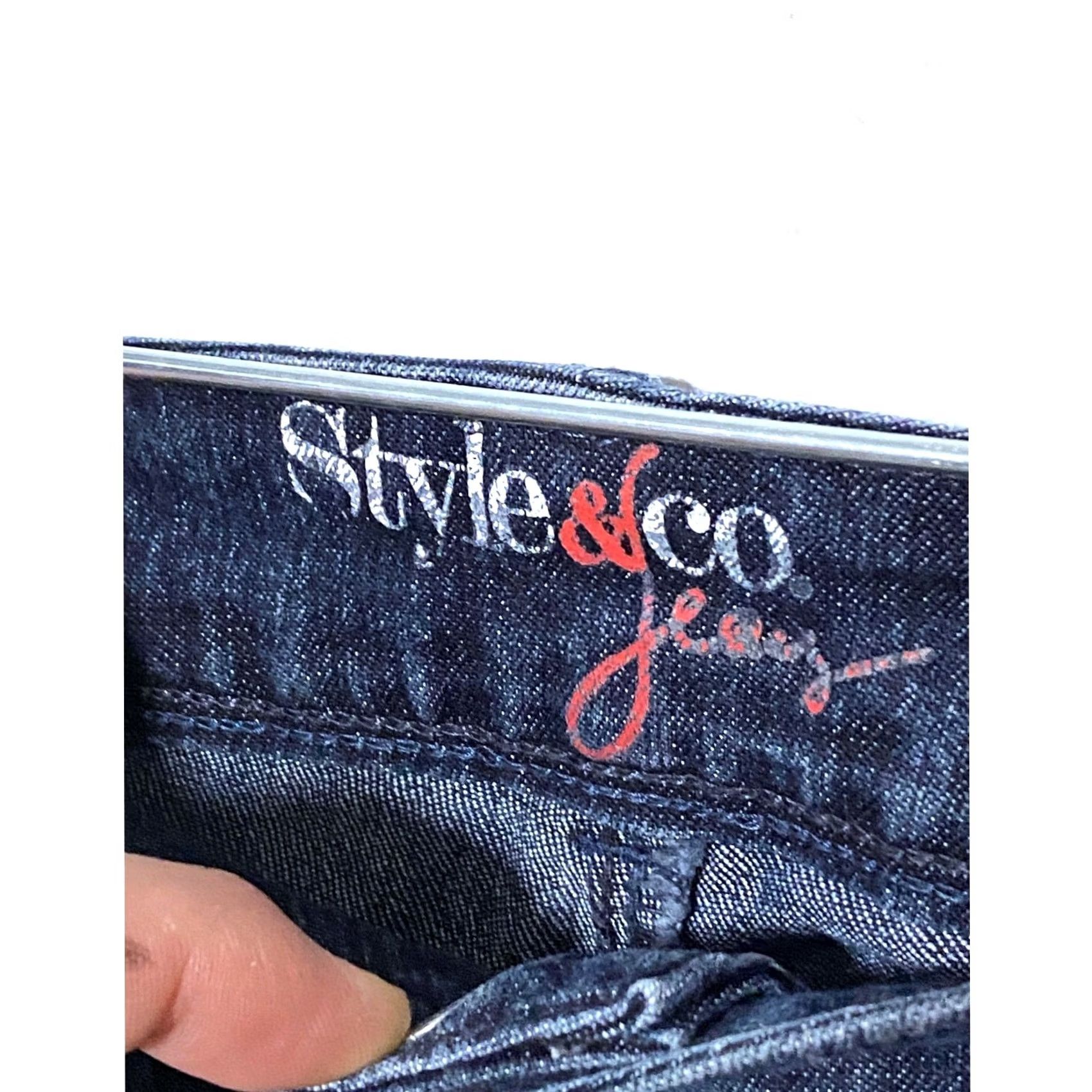 Style & Co Style&Co Jeans Womens 6 Bootcut 5-Pocket Denim Dark Stretch Mid Rise Regular Inseam 31” Blue N/A Size 28" / US 6 / IT 42 - 6 Thumbnail