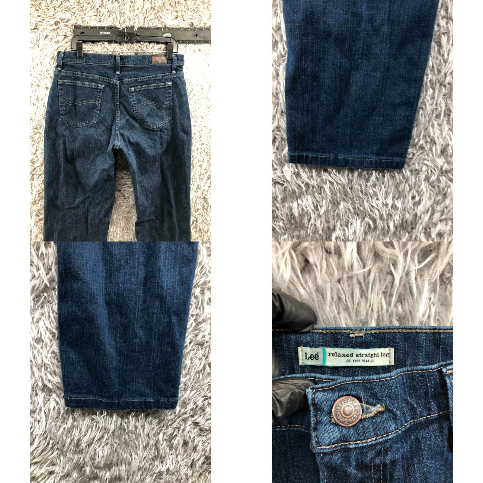 Lee Lee Relaxed Straight Jeans Womens Blue Dark Wash Size 12 Short Modern Series Size 34" / US 12 / IT 48 - 8 Thumbnail