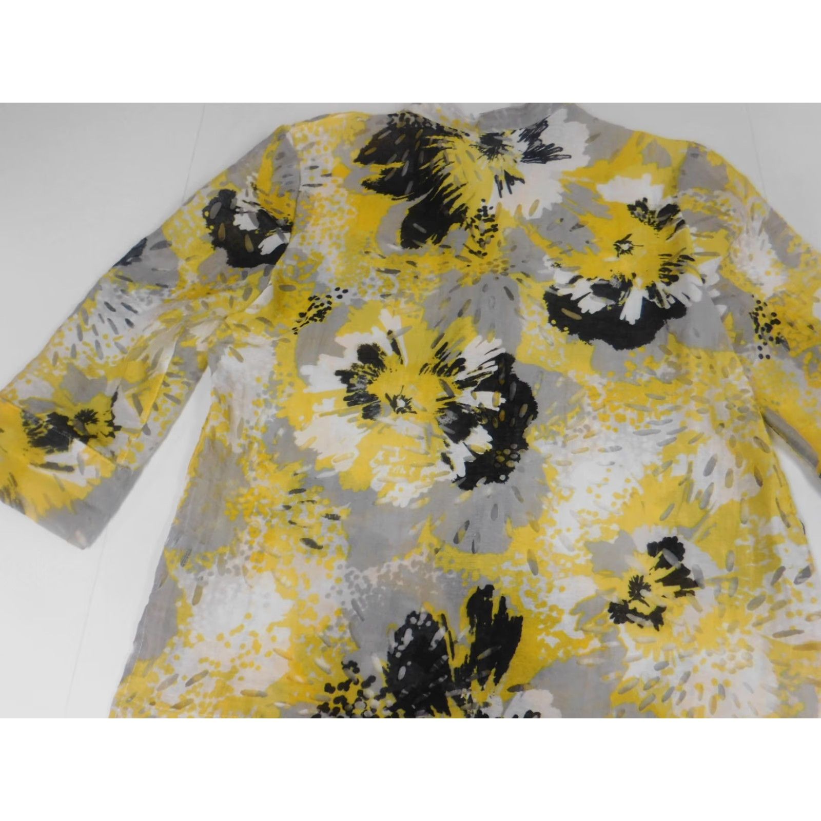 Vintage Ruby Rd Blouse Womens 10 Yellow Button Down Casual Crew Neck Long Sleeve Cotton Polyester Rayon Breathable Regular Classic Vintage: No (Women) Size L / US 10 / IT 46 - 7 Thumbnail