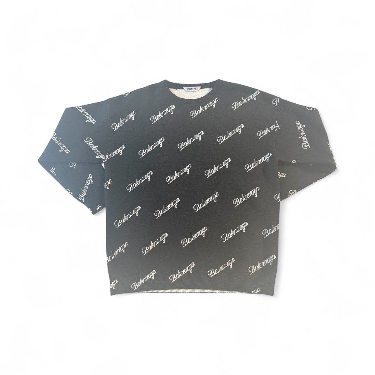 Balenciaga Balenciaga All Over Script Logo Knit Sweater Size US XS / EU 42 / 0 - 2 Thumbnail