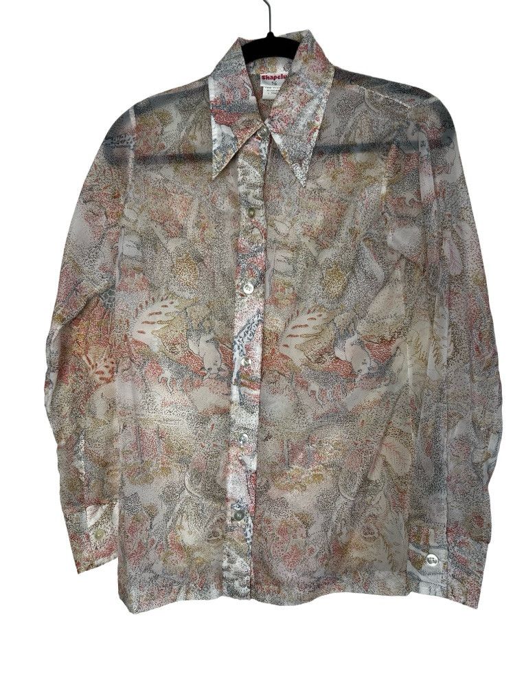 Vintage Vintage 1960's Shapely Sheer Animal Art Button Up Shirt Size M / US 6-8 / IT 42-44 - 1 Thumbnail
