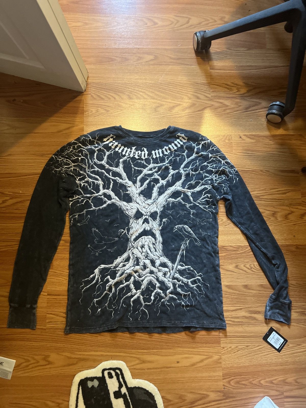 image of Affliction X Haunted Mound Tree Knit Long Sleeve in Black, Men's (Size XL)