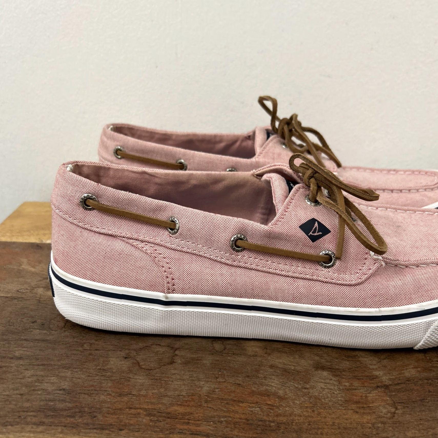 Sperry Sperry Top Sider Mens Boat Shoes Pink Canvas 2 Eye Lace Up Size 12 Mens Shoes Size US L / EU 52-54 / 3 - 2 Thumbnail