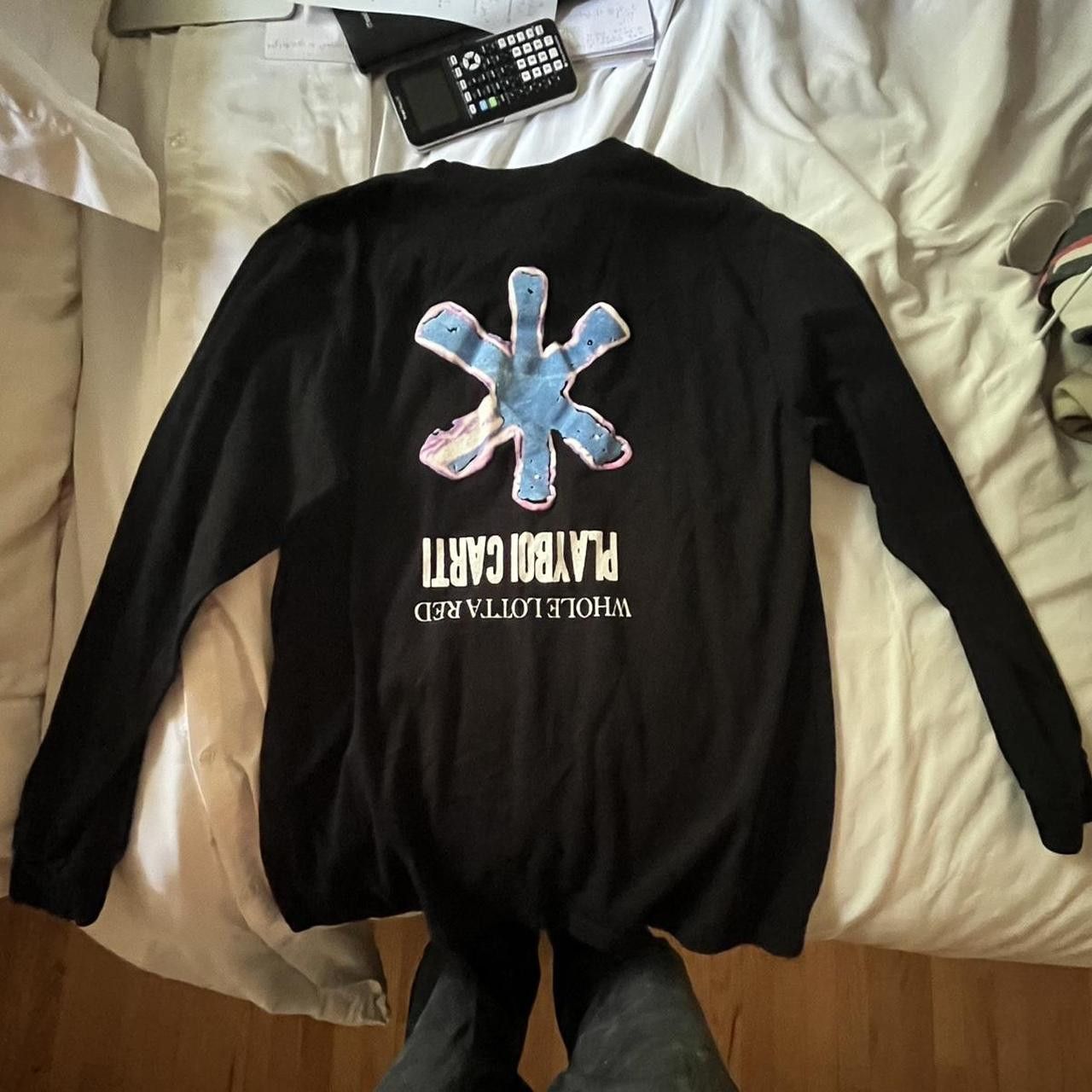 Playboi Carti Whole Lotta Red 2021 Tour Upside Down Cross Long Sleeve Size US XL / EU 56 / 4 - 2 Thumbnail