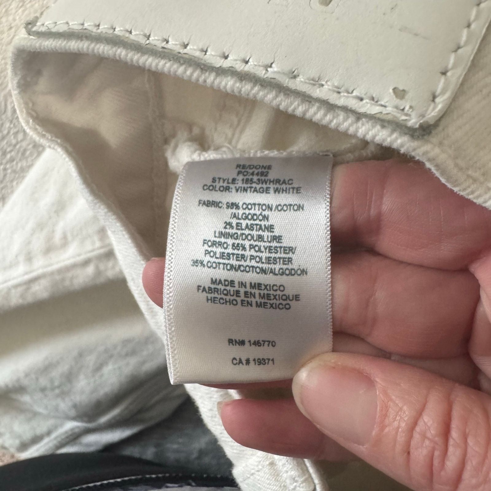 RE/DONE ReDone 90s High Rise Ankle Crop Button Fly Jeans 24 White Size 24" / US 00 / IT 34 - 6 Thumbnail