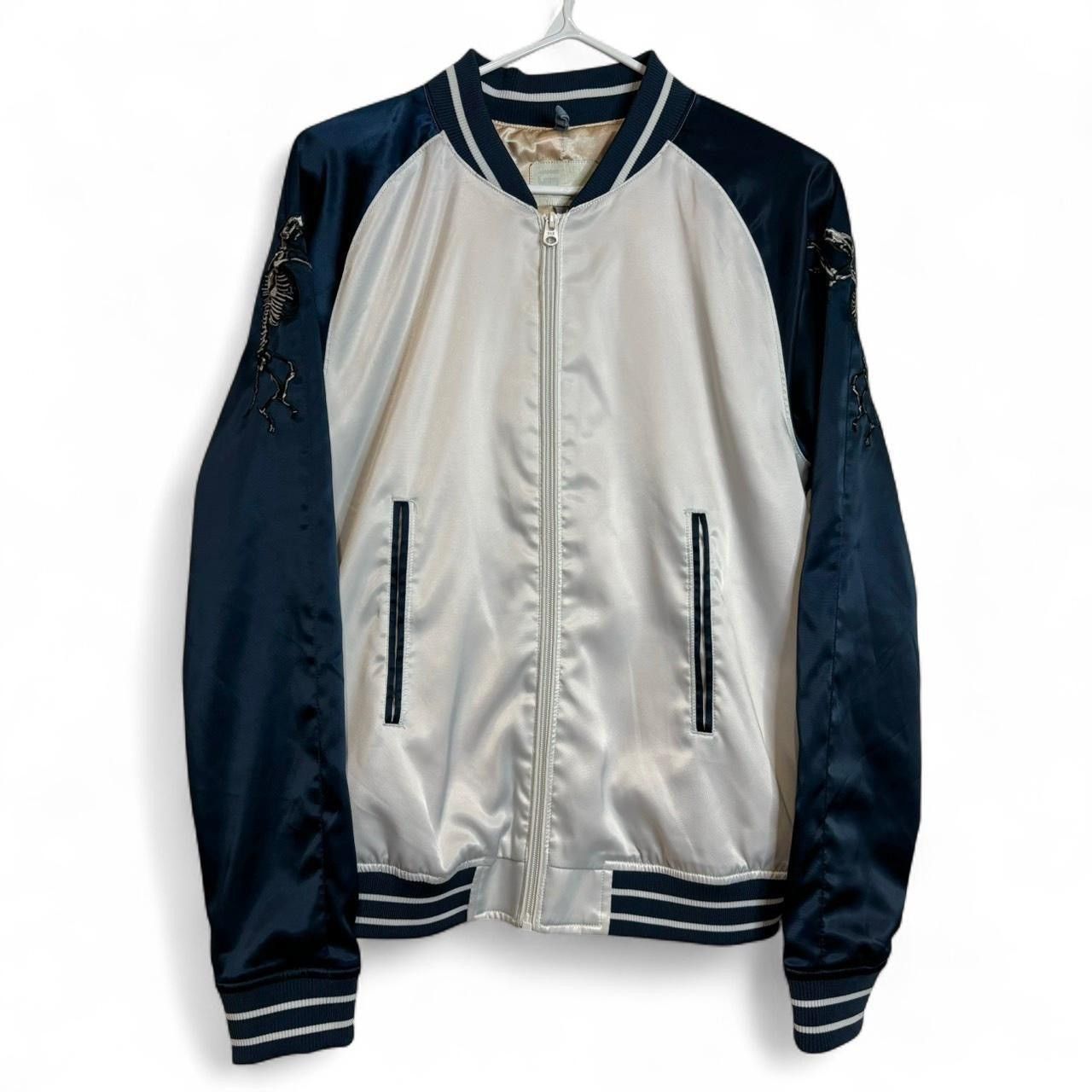 Designer × G-Star G-Star Raw White & Navy Baseball Embro Zip-Up Bomber Jacket Size M / US 6-8 / IT 42-44 - 1 Thumbnail