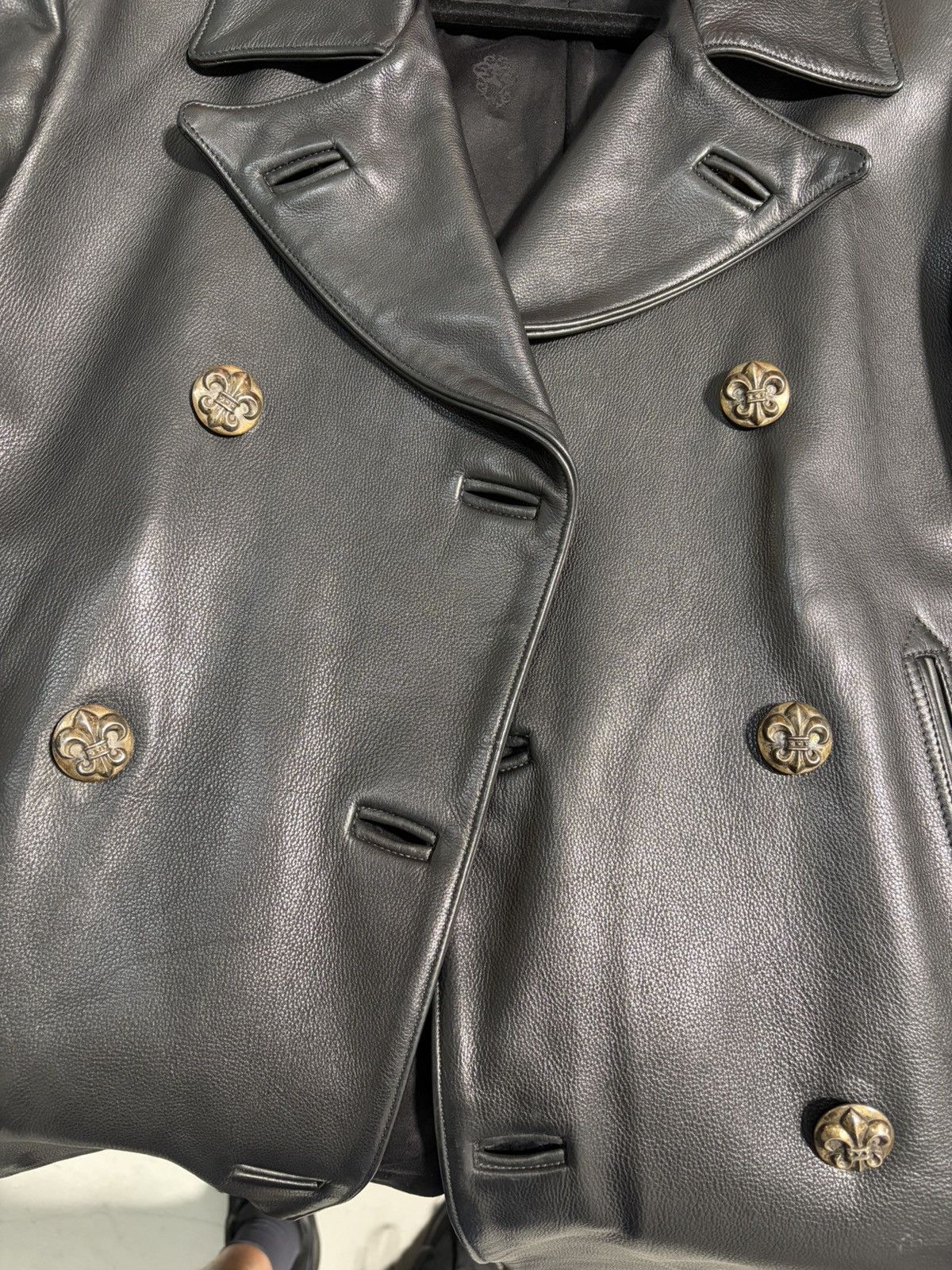 Chrome Hearts CHROME HEARTS Leather Pea Coat Size US L / EU 52-54 / 3 - 5 Thumbnail
