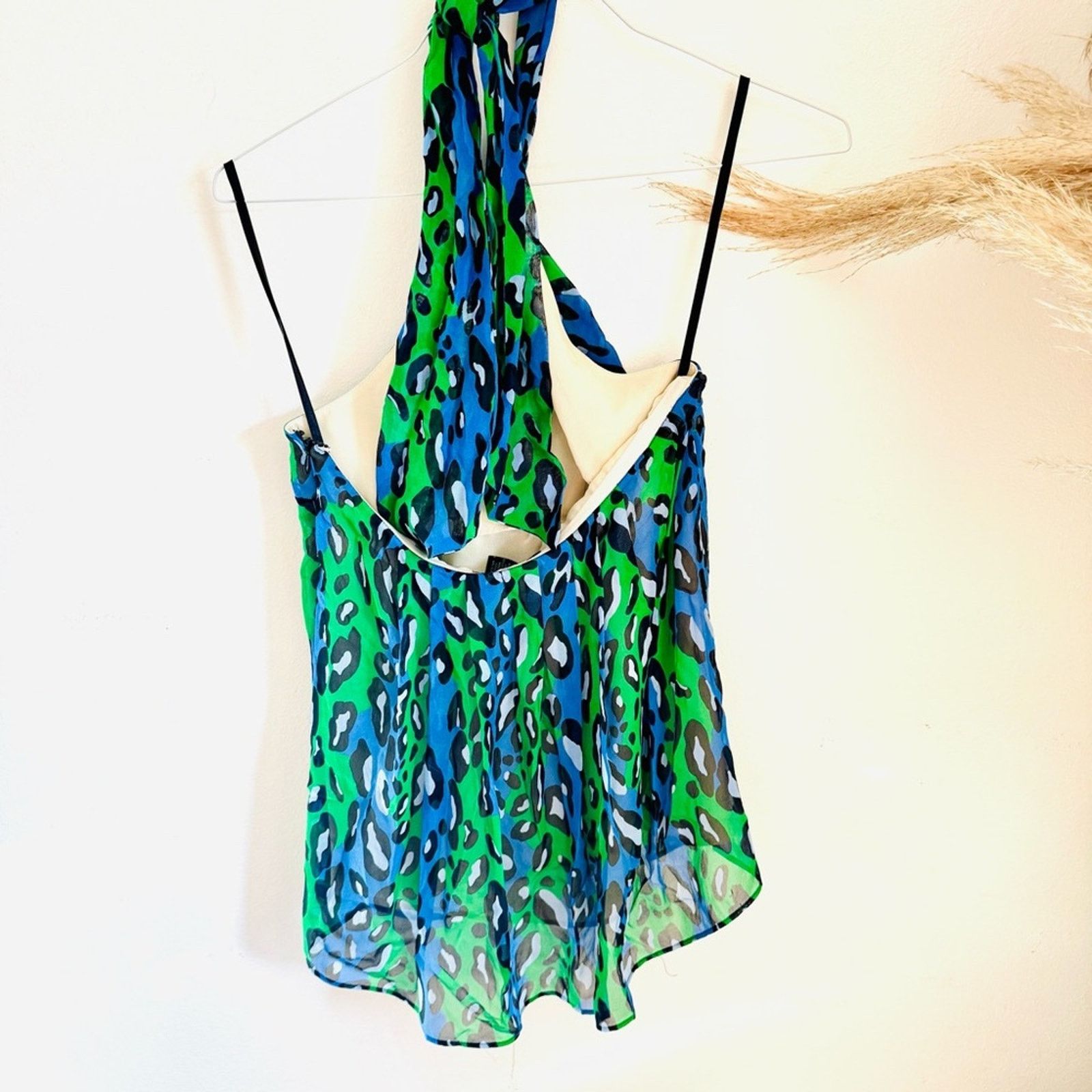 Vintage VINTAGE Blue Green Black Silk Halter Tie Tank Top Blouse Size M / US 6-8 / IT 42-44 - 5 Thumbnail