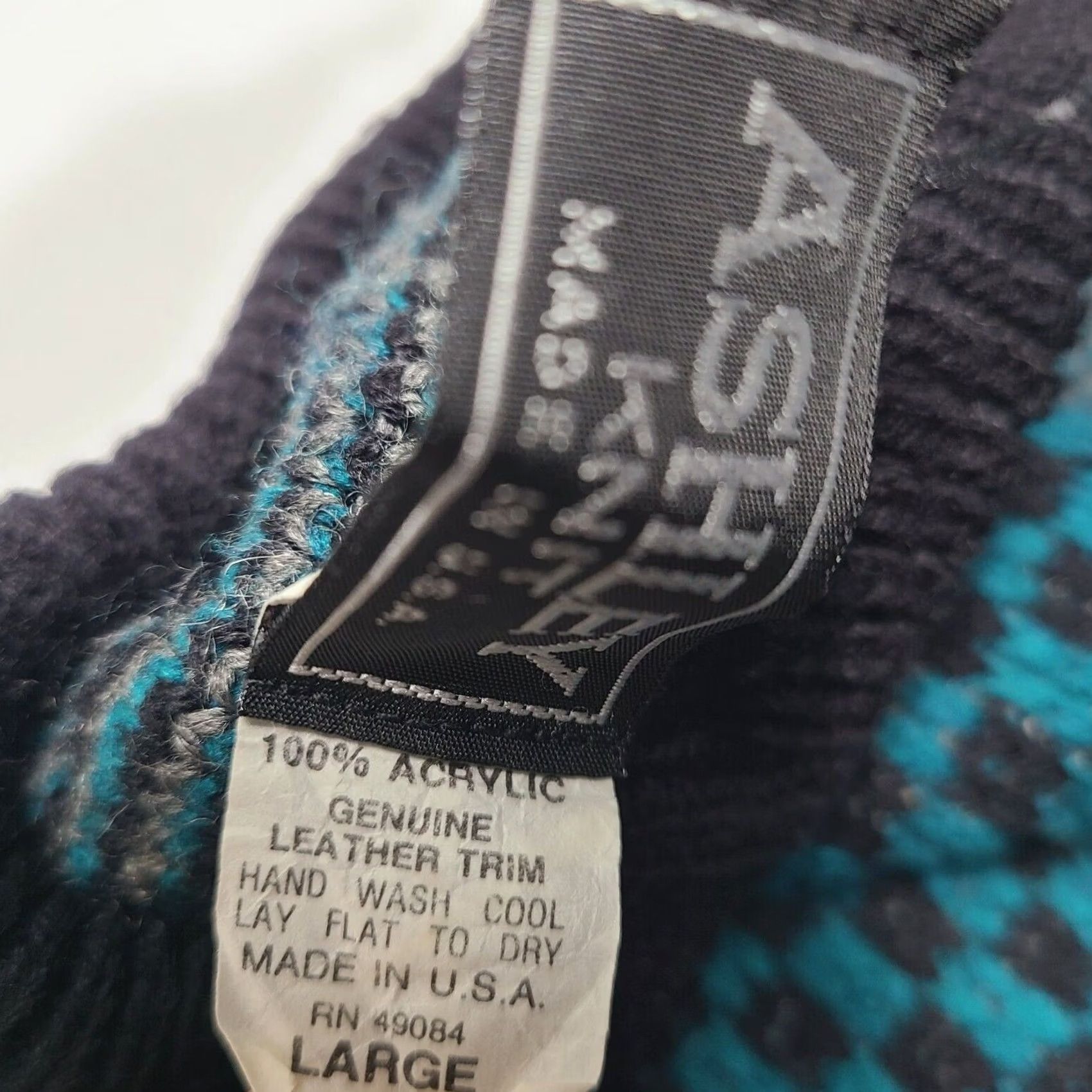 Vintage VINTAGE Ashley Knit Sweater Mens Large Leather Trim Geometric Made USA 90's Size US L / EU 52-54 / 3 - 7 Thumbnail