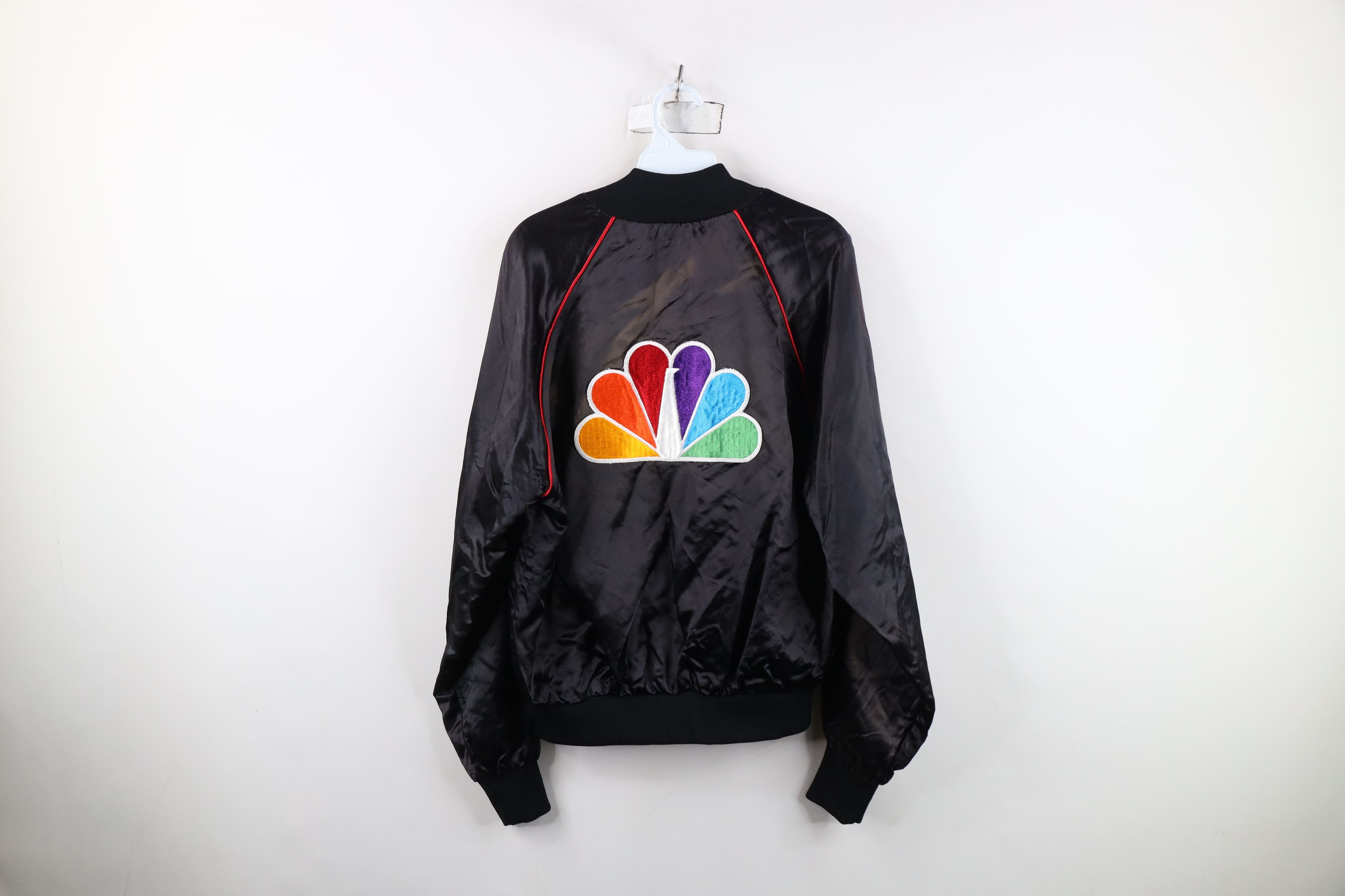 Vintage Vintage 70s 80s NBC Peacock TV Satin Bomber Jacket Black USA Size US L / EU 52-54 / 3 - 14 Thumbnail