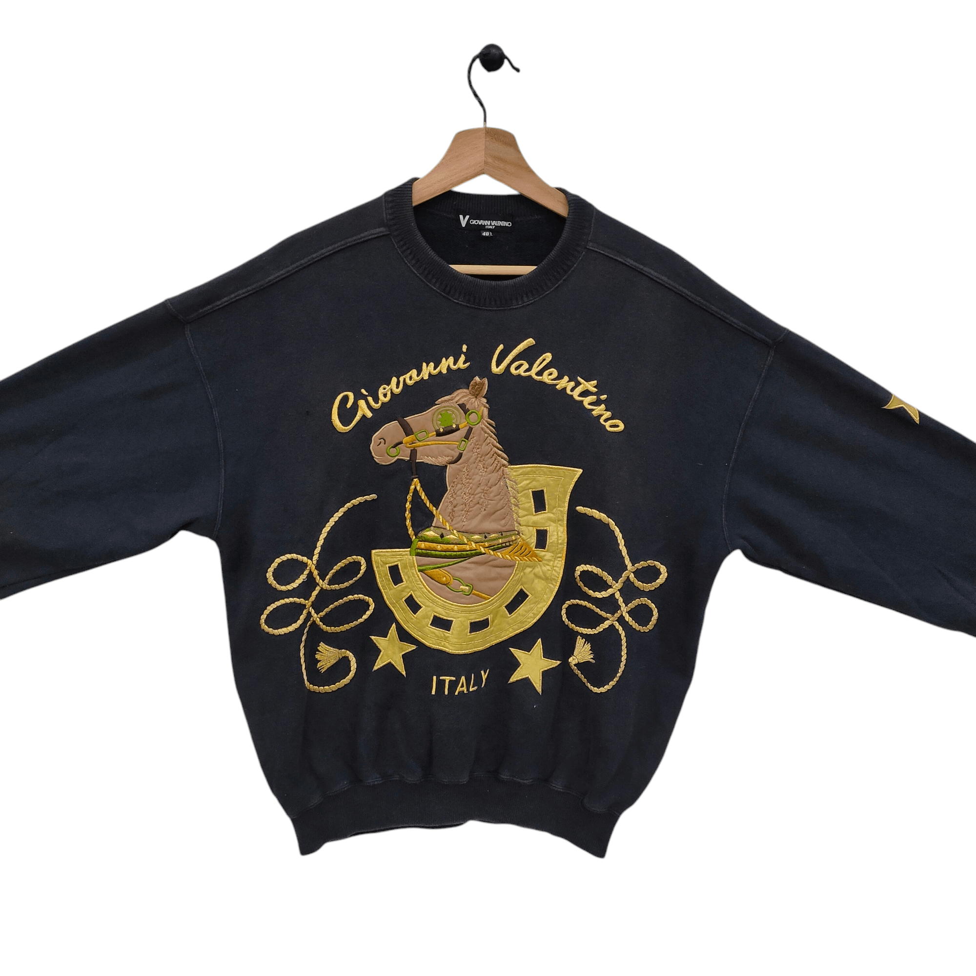 Designer × Giovanni Valentino 90s Giovanni Valentino Italy Embroidered Horse Horseshoe Size US L / EU 52-54 / 3 - 2 Thumbnail