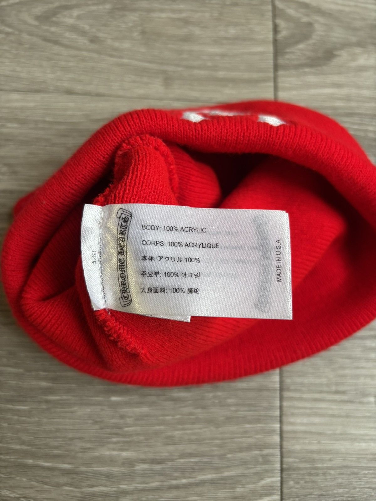 Chrome Hearts Chrome Hearts Red Triple Cross Cemetery Beanie Size ONE SIZE - 6 Thumbnail