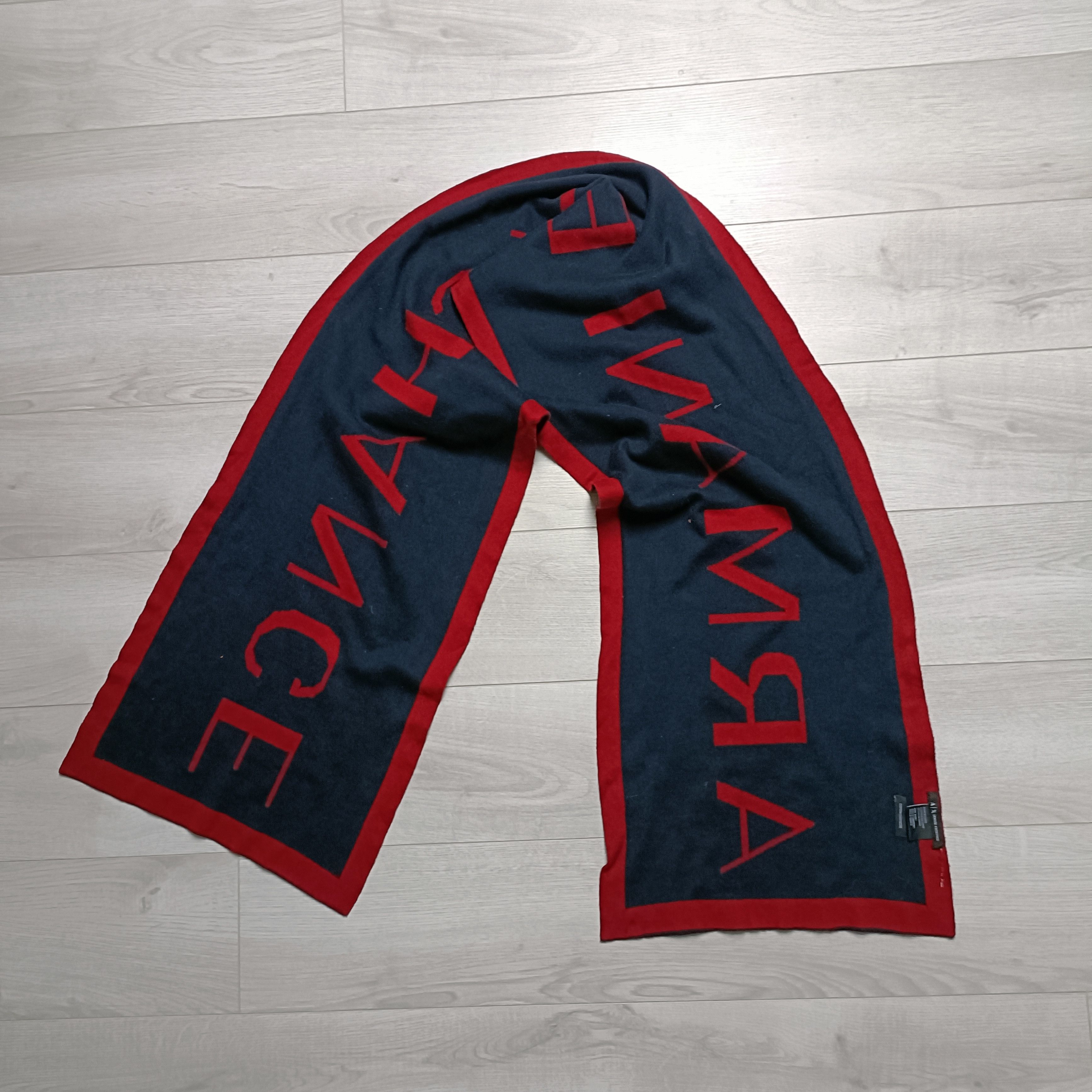 Armani Exchange Men's Red Navy Cotton Cashmer Scarf ! One Size Size ONE SIZE - 4 Thumbnail