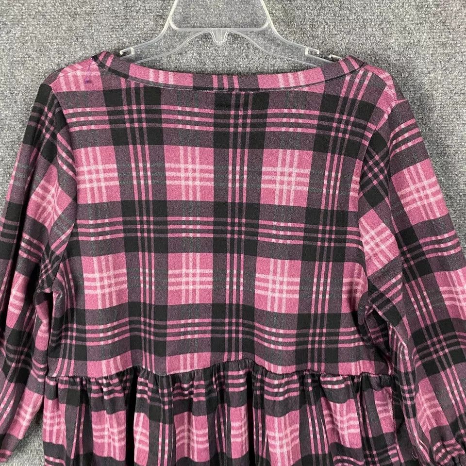 Other Lane Bryant Blouse Women's 14/16 Plaid Pink 3/4 Sleeve Size XL / US 12-14 / IT 48-50 - 6 Thumbnail