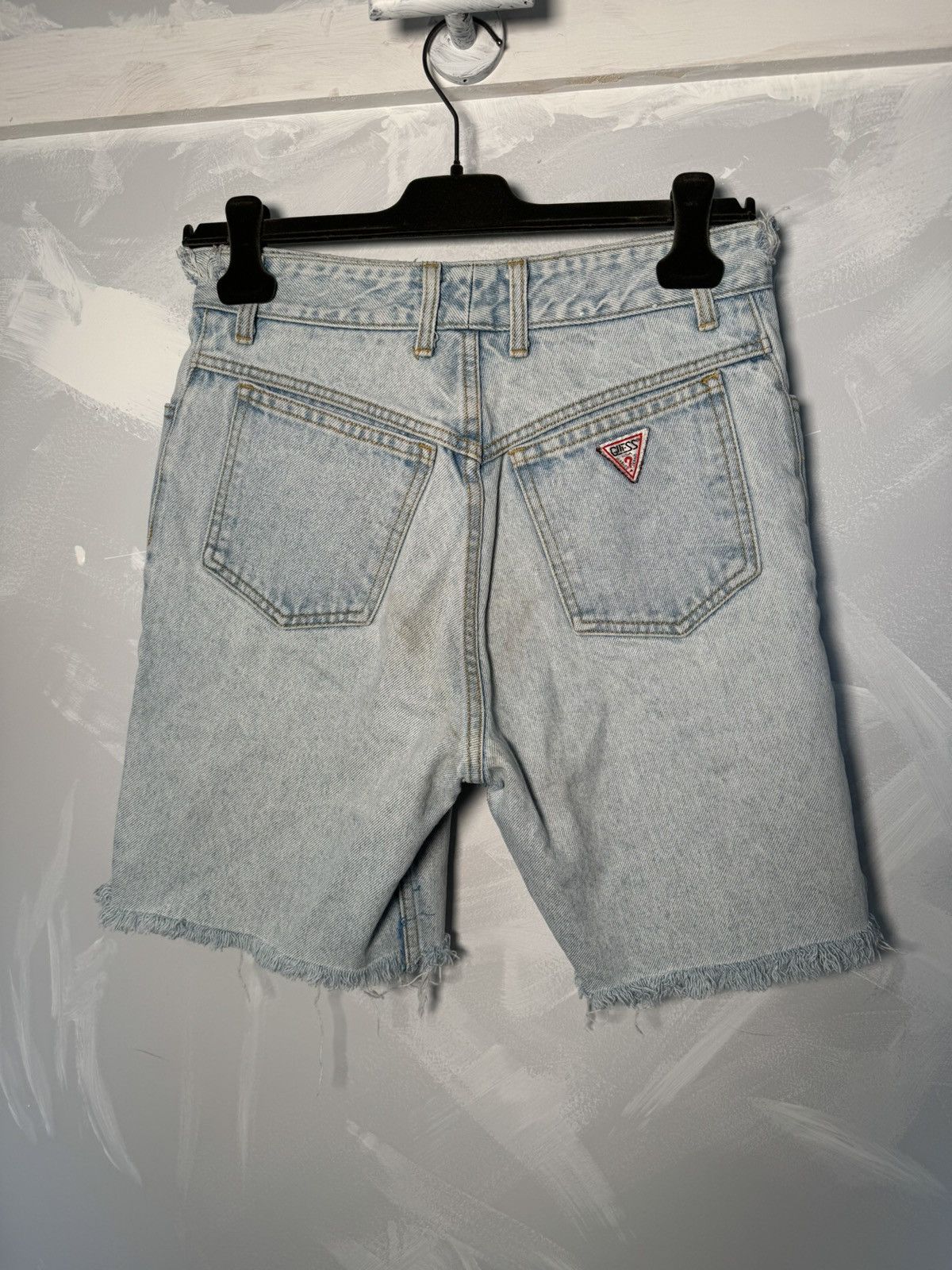 Guess × Vintage Guess Light Wash Denim Shorts Ripped Distressed Size US 29 - 2 Thumbnail