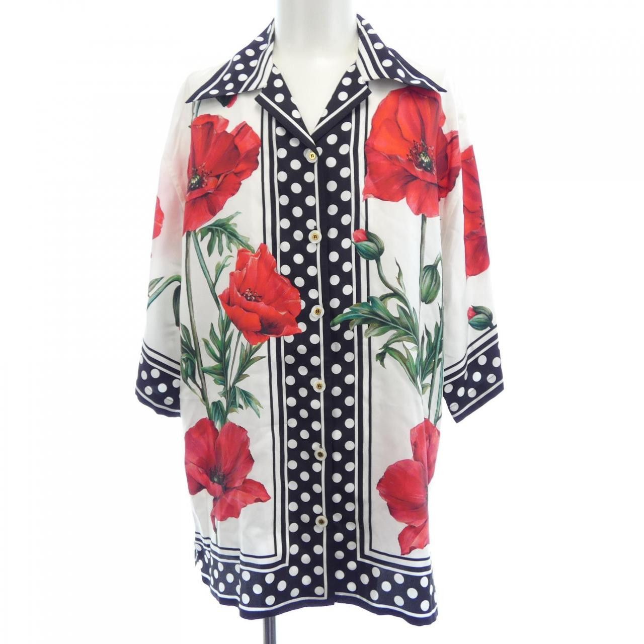 Dolce & Gabbana Dolce & Gabbana Dolce&Gabbana Silk Short Sleeve Shirt Textile Tops F5P88T/GDA9J DUTY FREE for USA Size ONE SIZE - 1 Thumbnail
