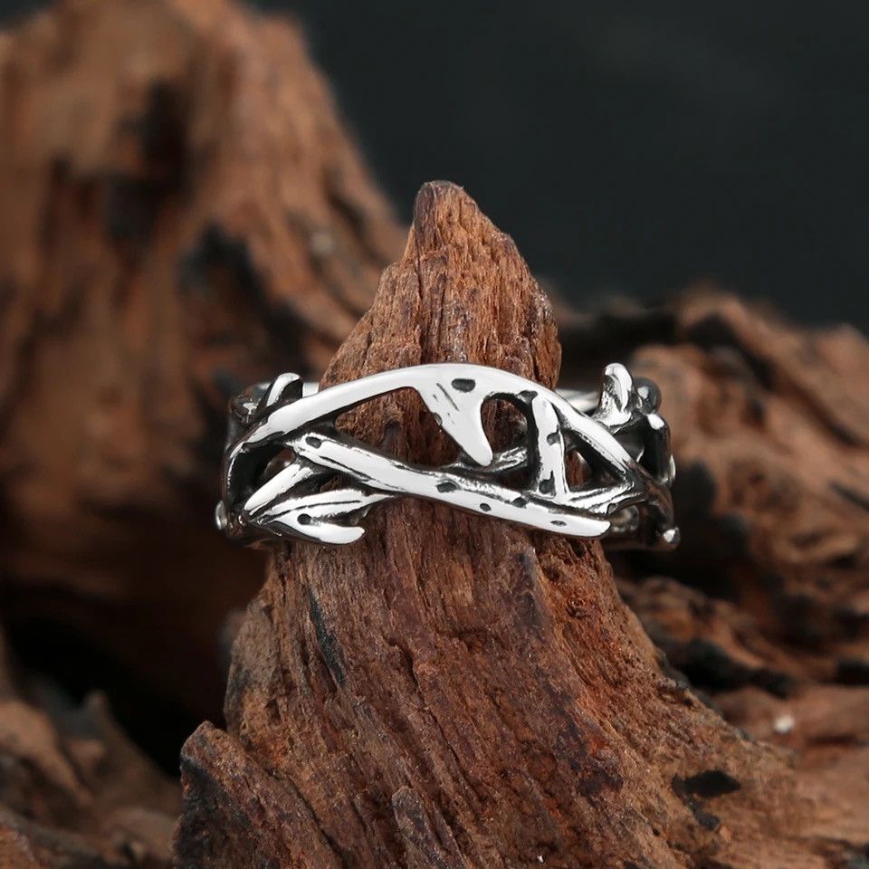 Jewelry × Vintage Vintage Punk Peace Olive Branch Stainless Steel Mens Ring Size ONE SIZE - 2 Thumbnail